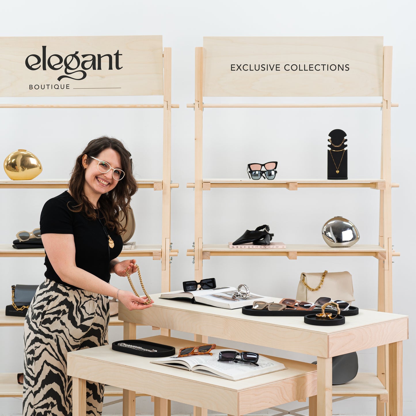 Pop-up shop booth setup with customizable display furniture