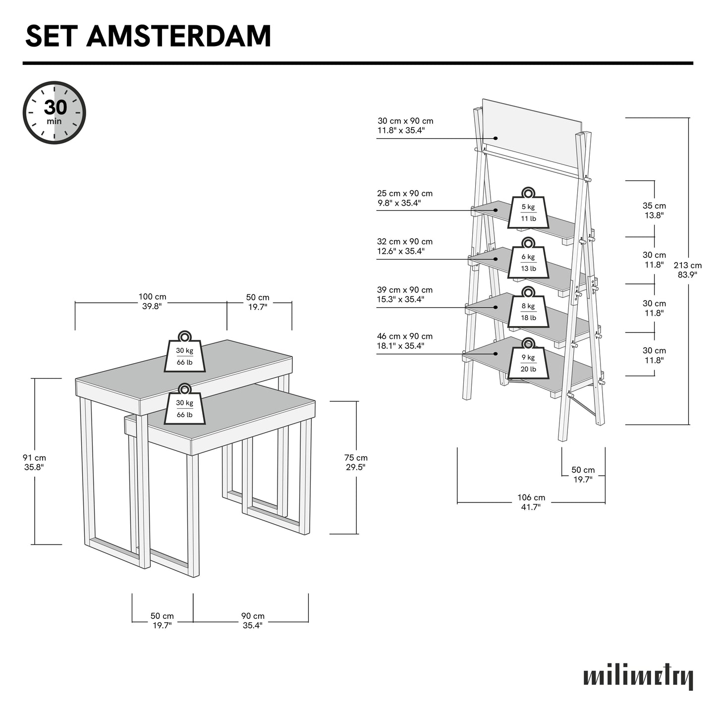 Zestaw Amsterdam | kolor kawowy