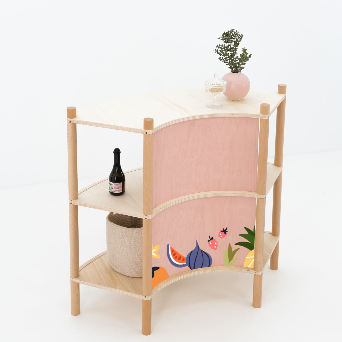 Gebogener Holz Kassentheke BC-05-NT | natürliche Farbe