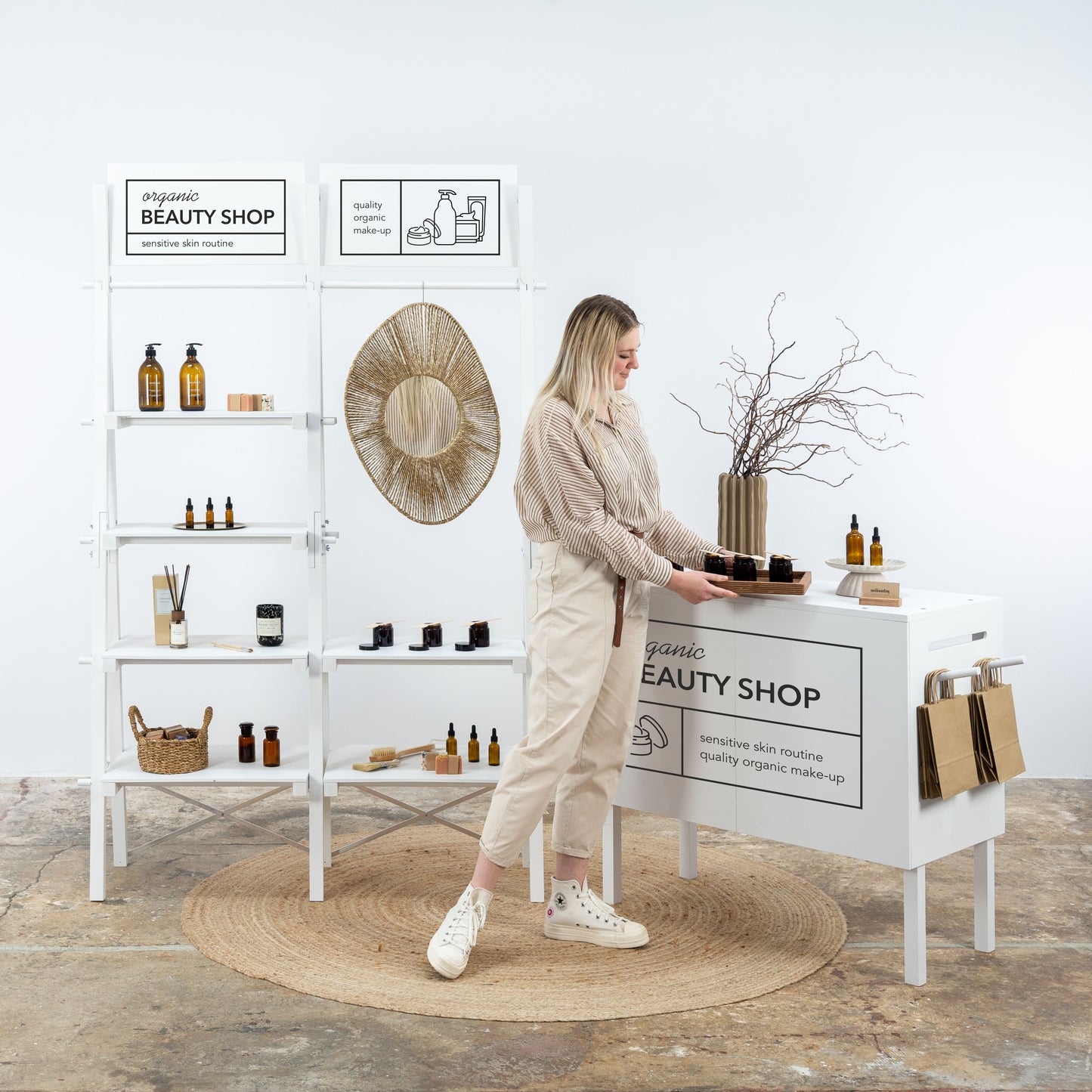SET Bergen: Market fair portable display set | Vendor display | Shelving unit, check-out station