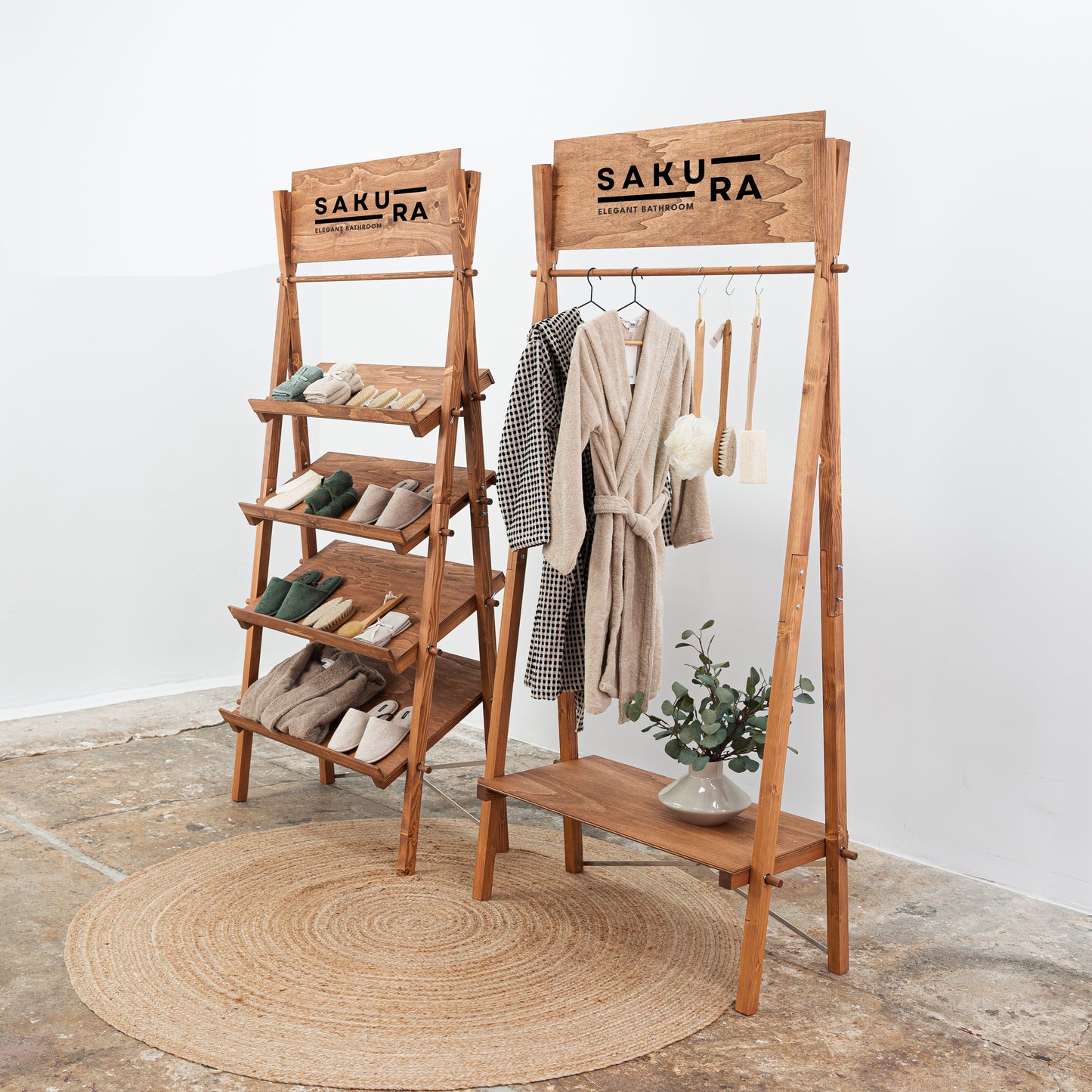 Lightweight foldable display system with racks and shelving