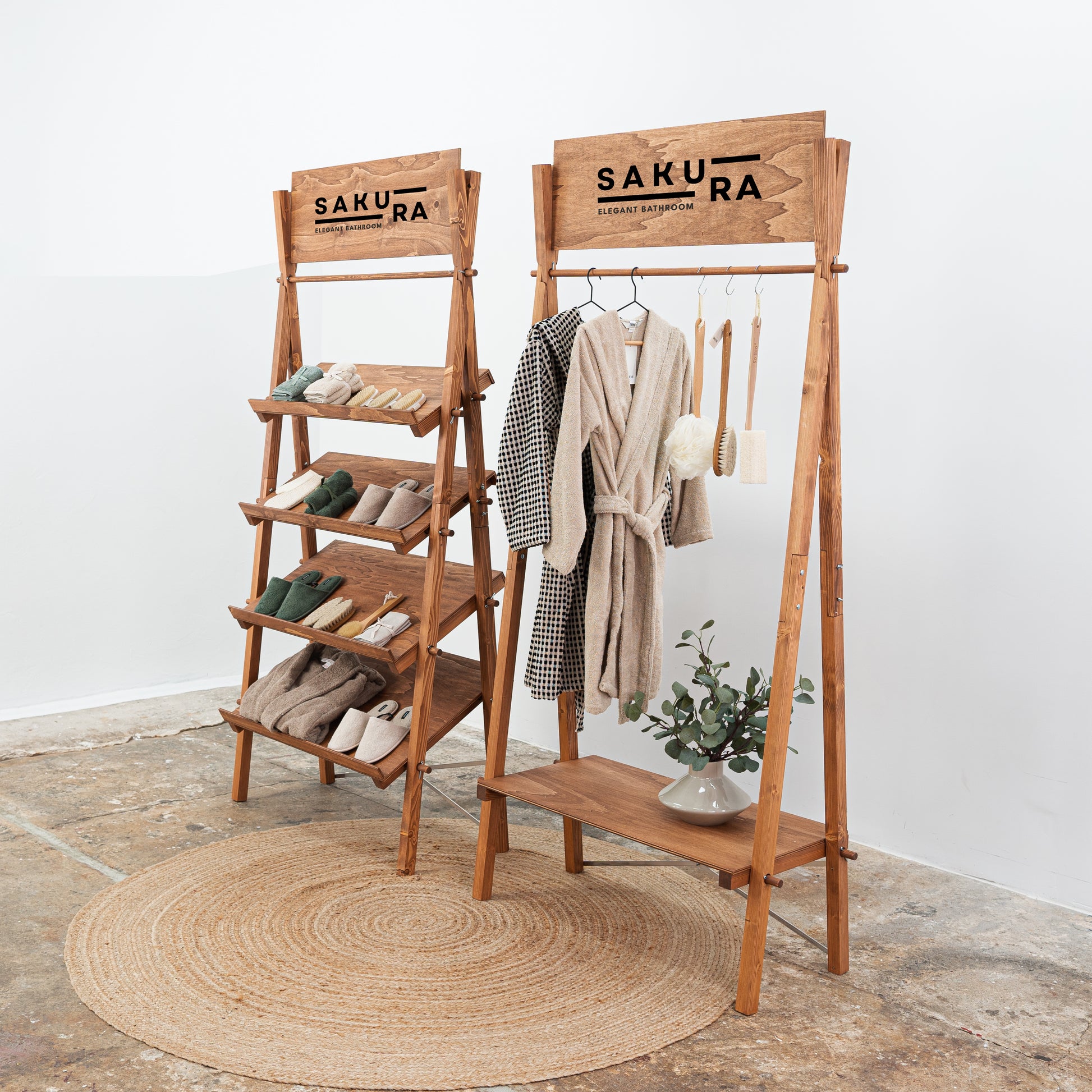 Lightweight foldable display system with racks and shelving
