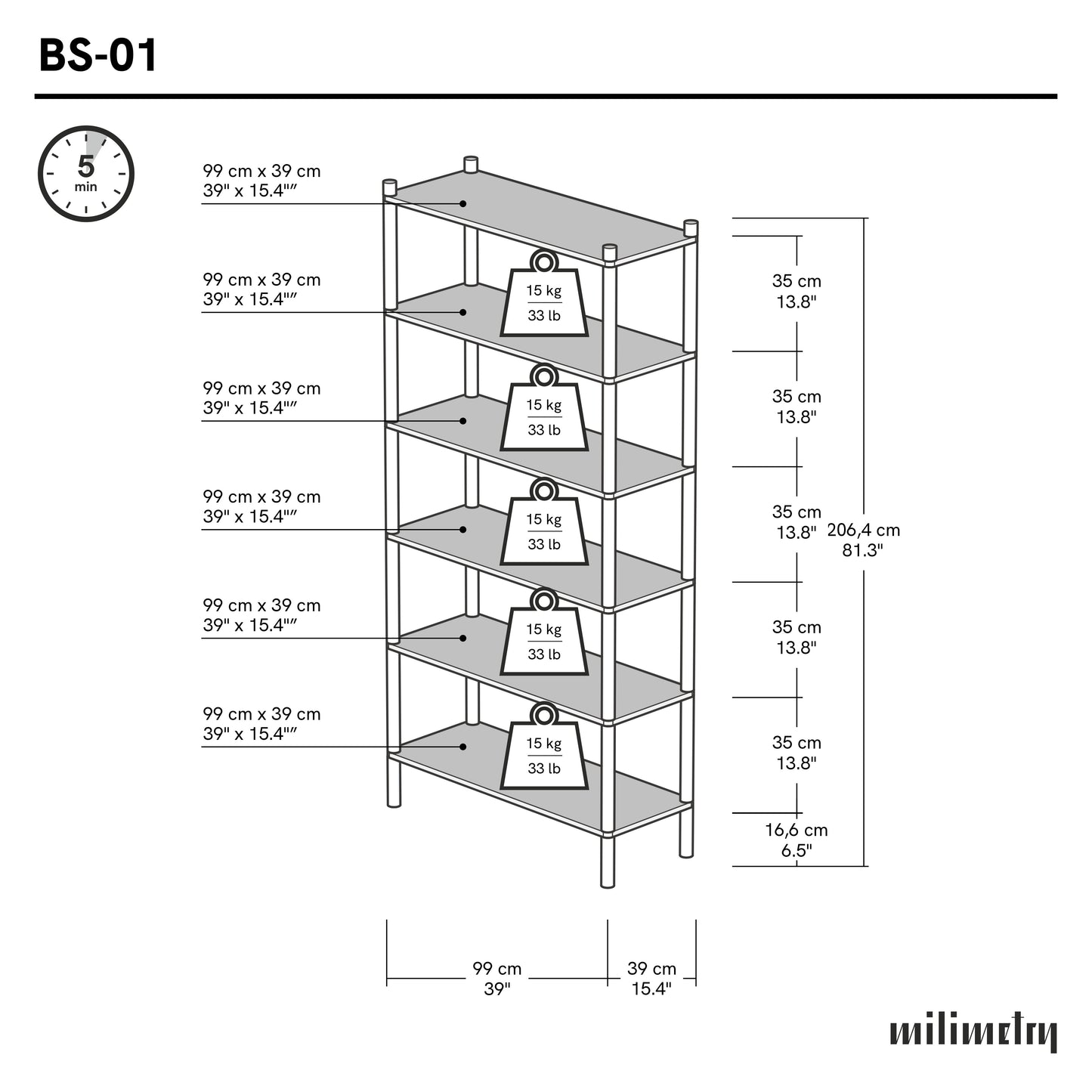 Modulares Regalsystem BS-01-ML | Wunschfarbe