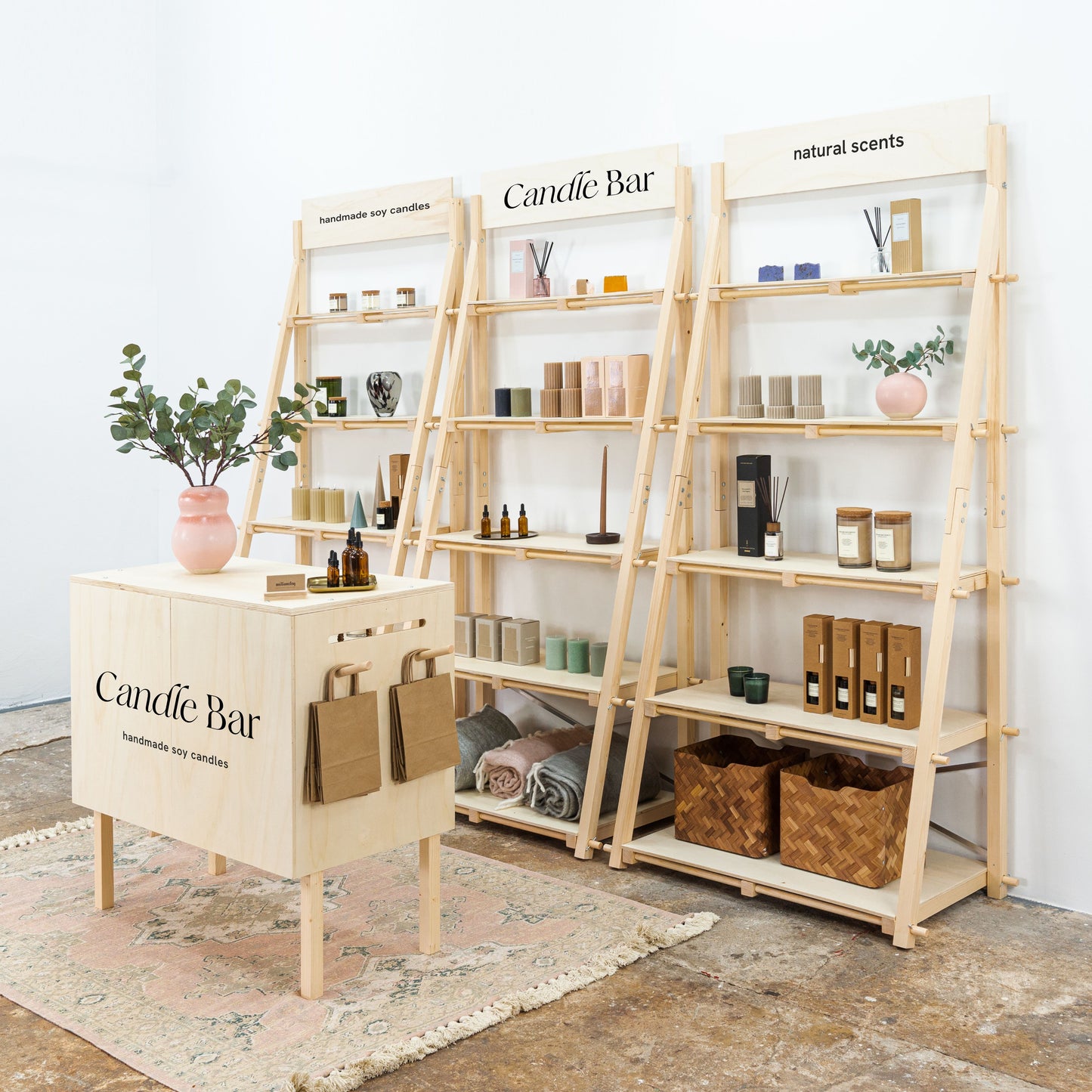 Custom furniture for vendor booth at a trade fair