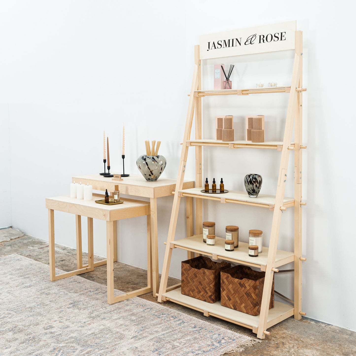 Portable booth furniture with storage