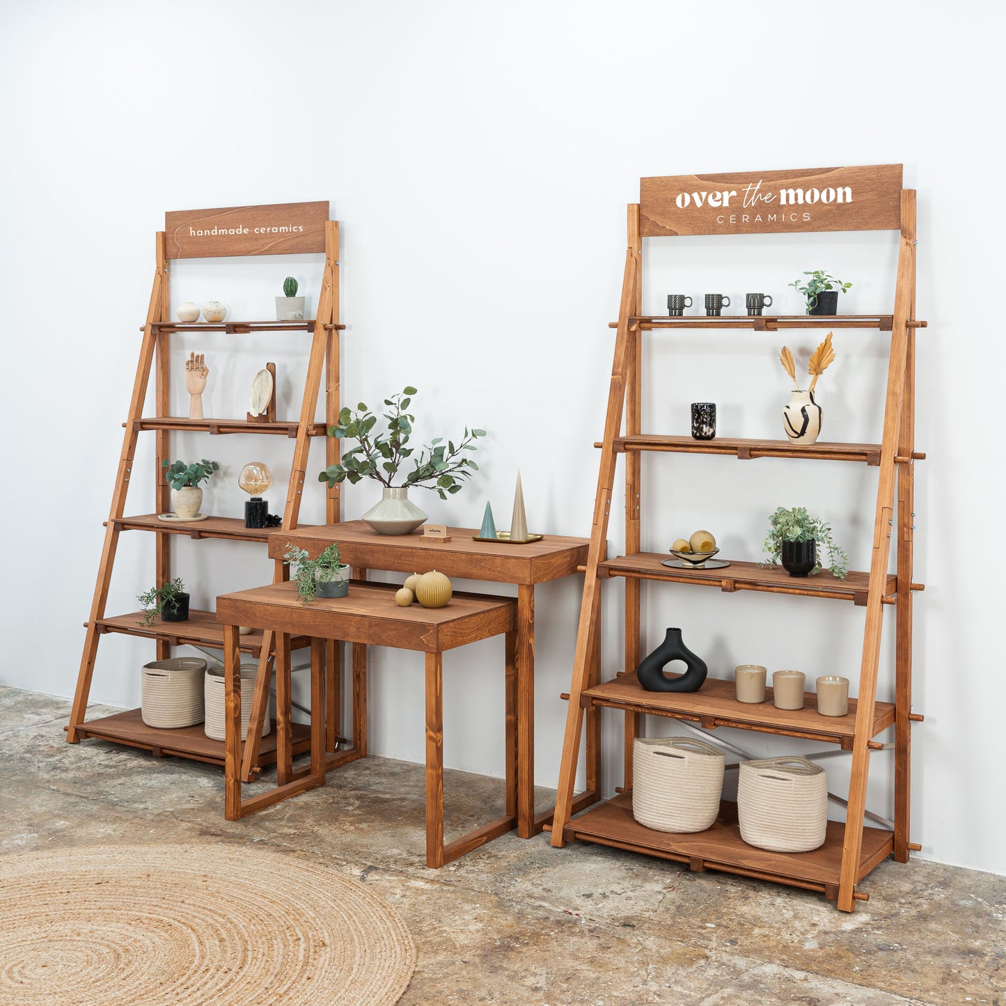 California Bundle display set with adjustable shelving for product organization in retail environments