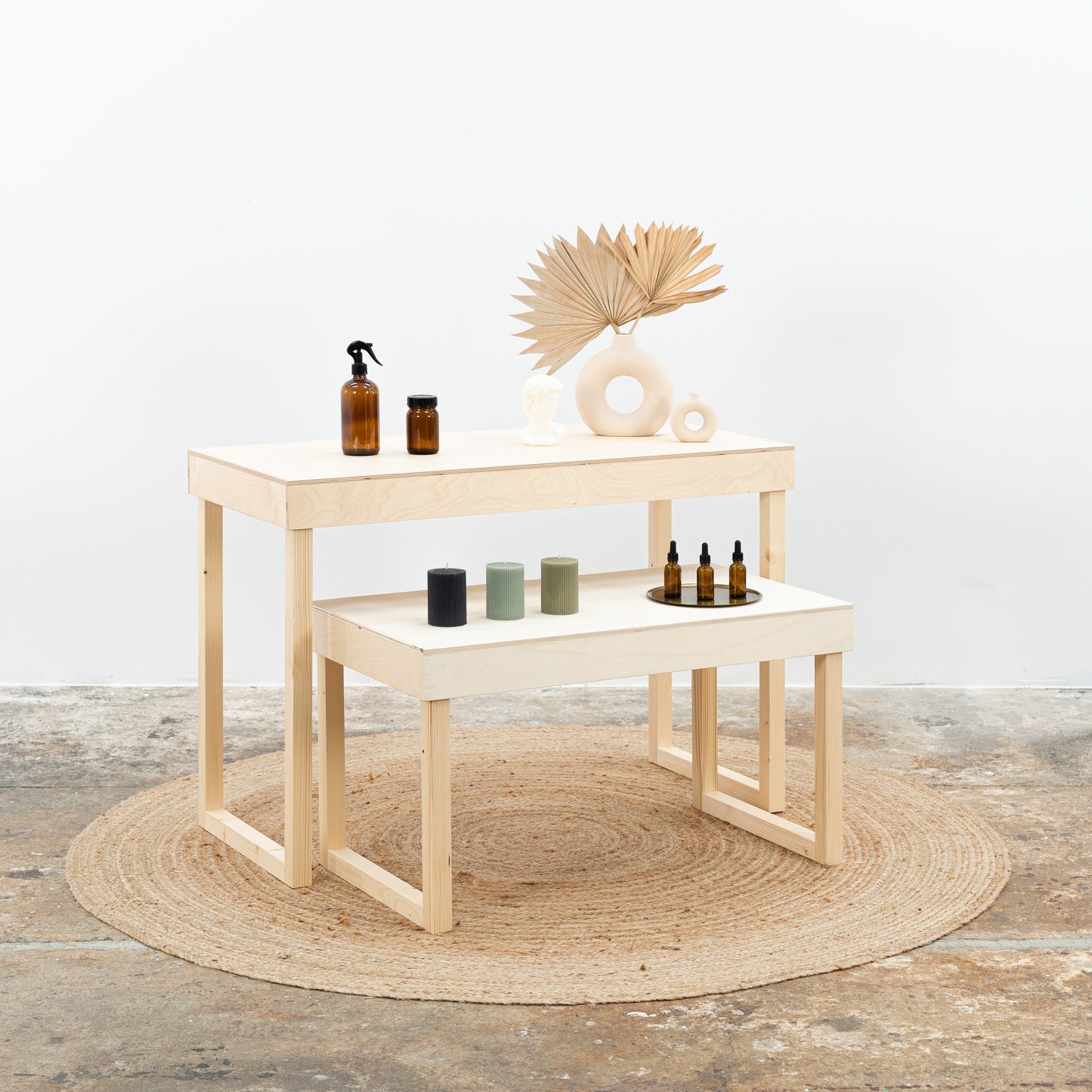 SAMPLE SALE | A set of two display nesting tables VC-05-NT, perfect as a craft show display, store tiered display table
