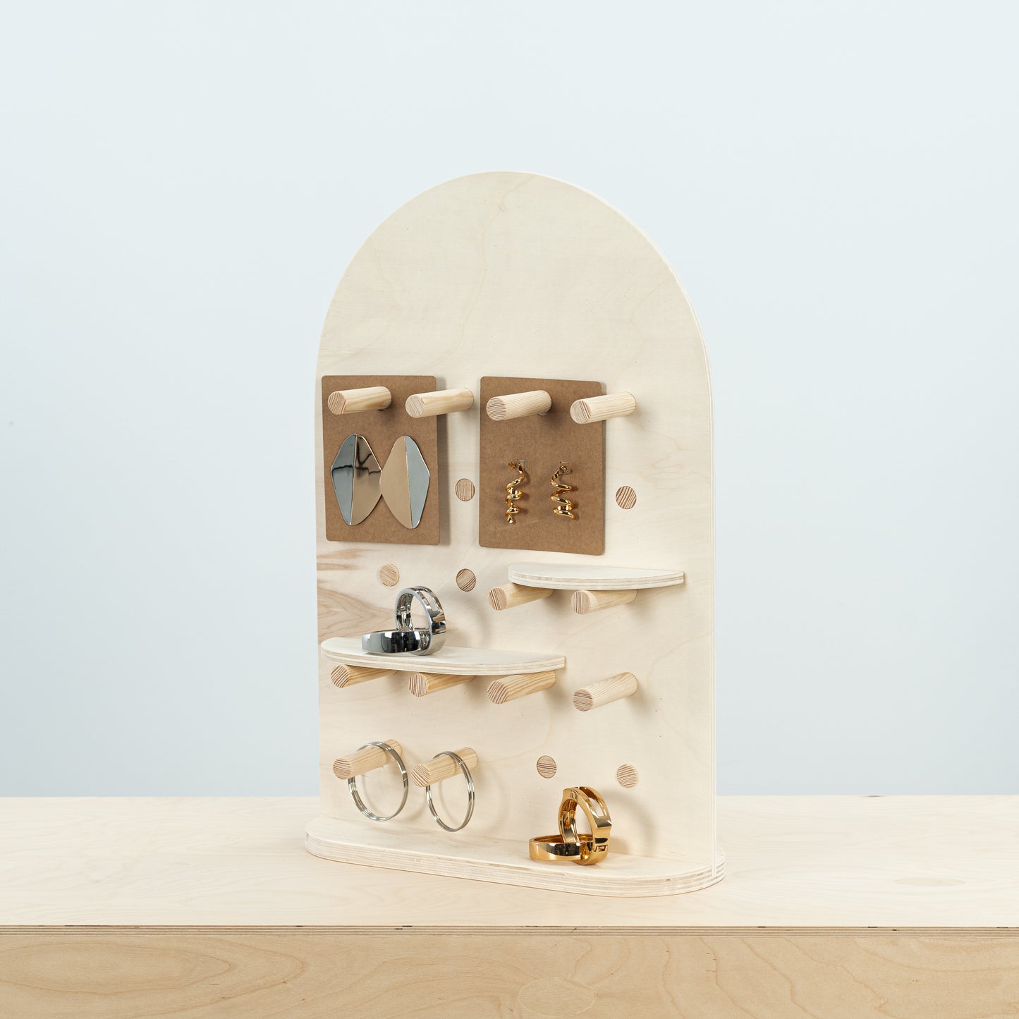 MUSTERVERKAUF | Zusammenklappbares Holz-Stecktafel-Einzelhandelsdisplay VAP-03-NT für den Tisch und ein Set mit 2 Tischschildern/Kartenhaltern kostenlos