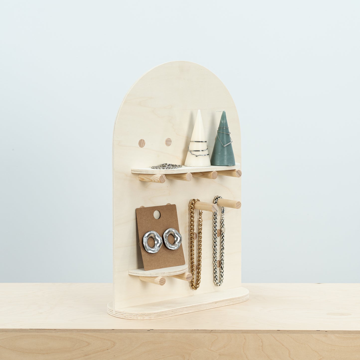 MUSTERVERKAUF | Zusammenklappbares Holz-Stecktafel-Einzelhandelsdisplay VAP-03-NT für den Tisch und ein Set mit 2 Tischschildern/Kartenhaltern kostenlos