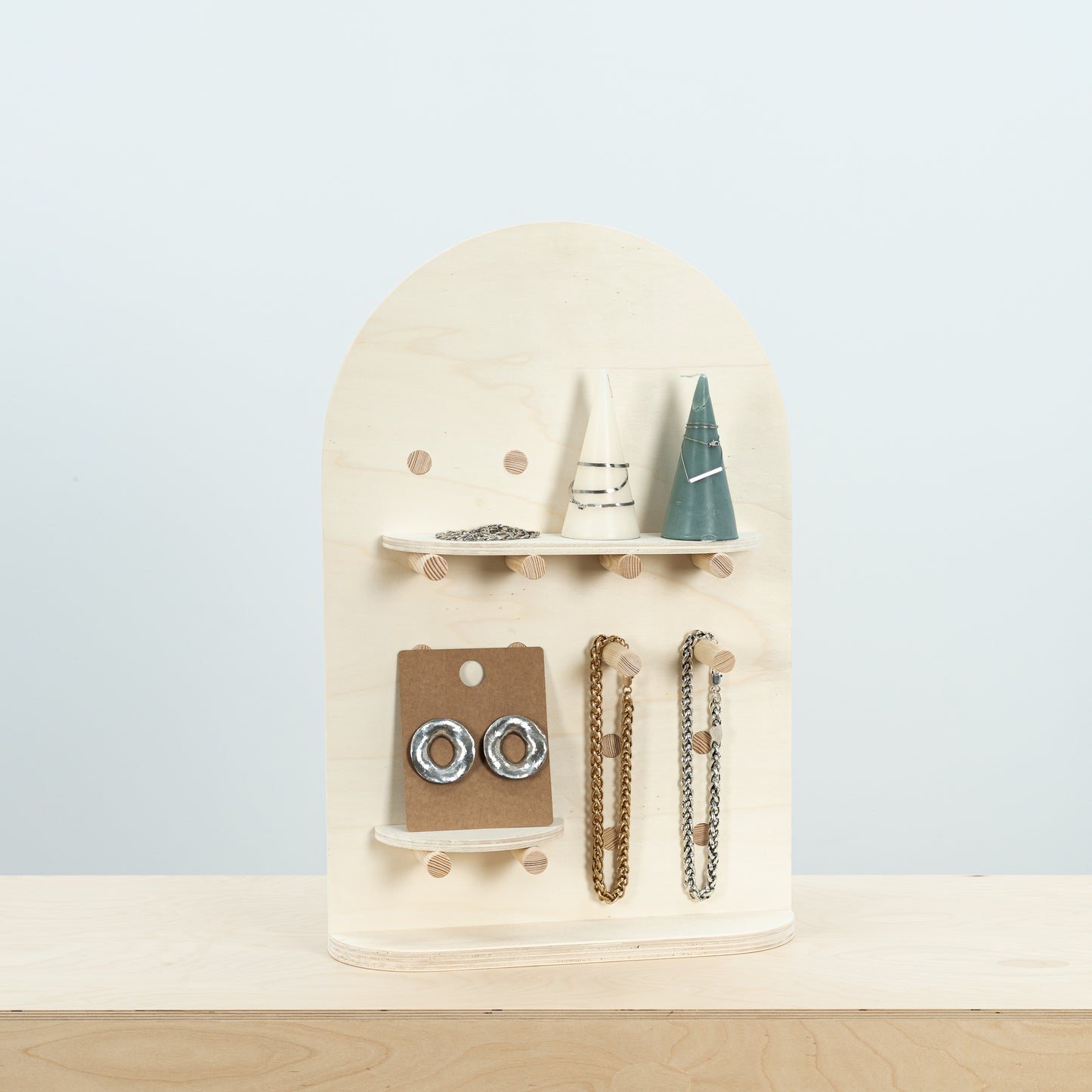 MUSTERVERKAUF | Zusammenklappbares Holz-Stecktafel-Einzelhandelsdisplay VAP-03-NT für den Tisch und ein Set mit 2 Tischschildern/Kartenhaltern kostenlos