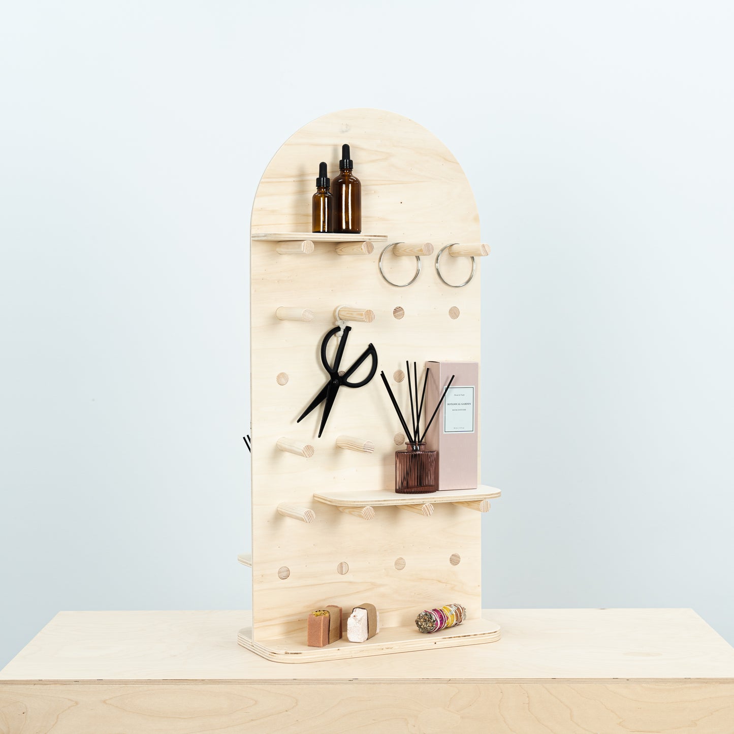 VENTE D'ÉCHANTILLONS | Présentoir pliable en bois de vente au détail de panneau perforé de table VAP-03-NT