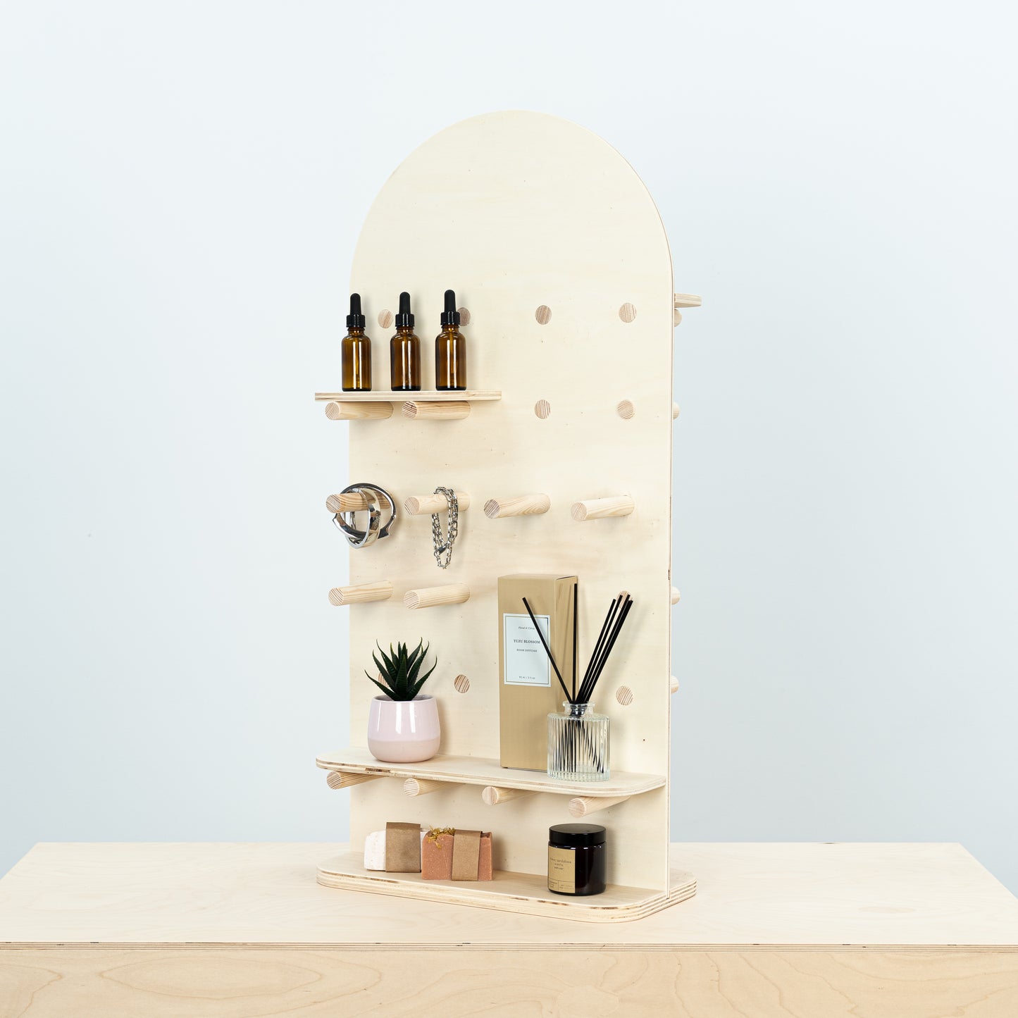 VENTE D'ÉCHANTILLONS | Présentoir pliable en bois de vente au détail de panneau perforé de table VAP-03-NT