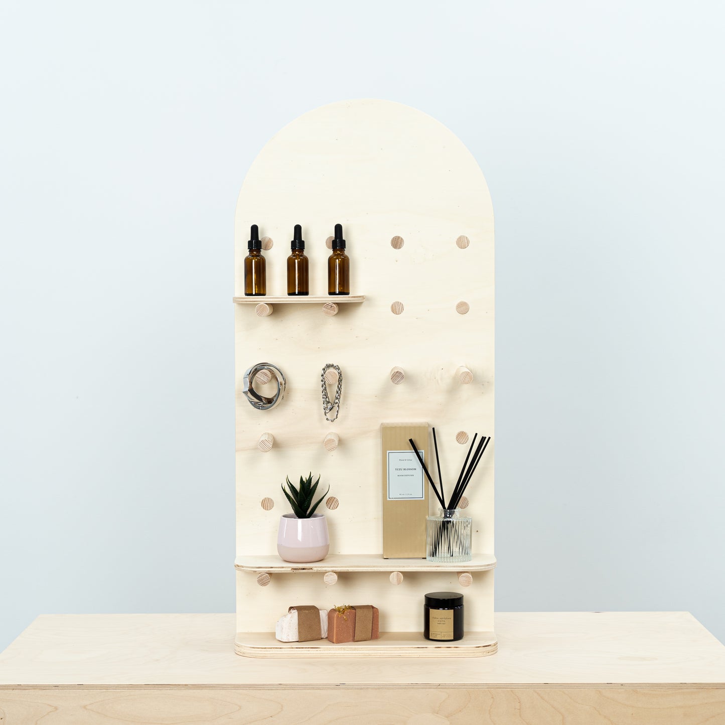 VENTE D'ÉCHANTILLONS | Présentoir pliable en bois de vente au détail de panneau perforé de table VAP-03-NT