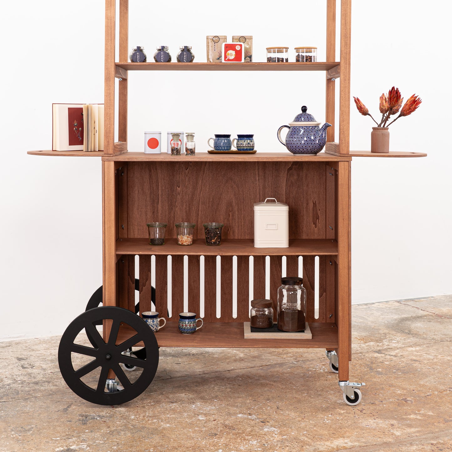 Black and brown event cart for brand activations