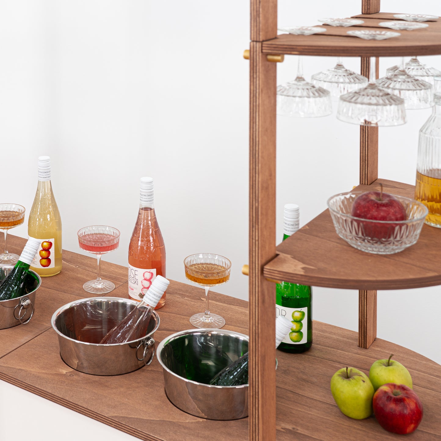 Sleek and modern cart designed for mobile wine bars and branded beverage service.