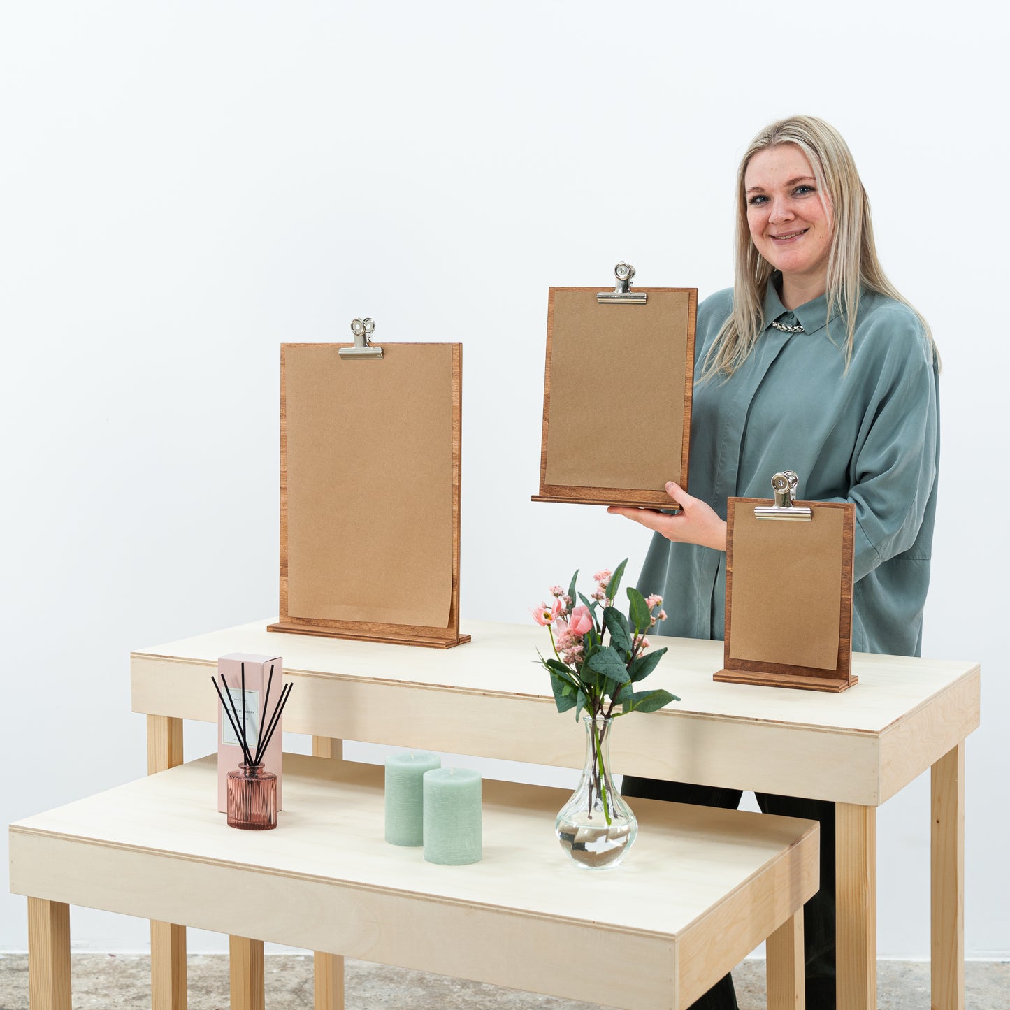 retail clipboard sign stand for promotions and announcements