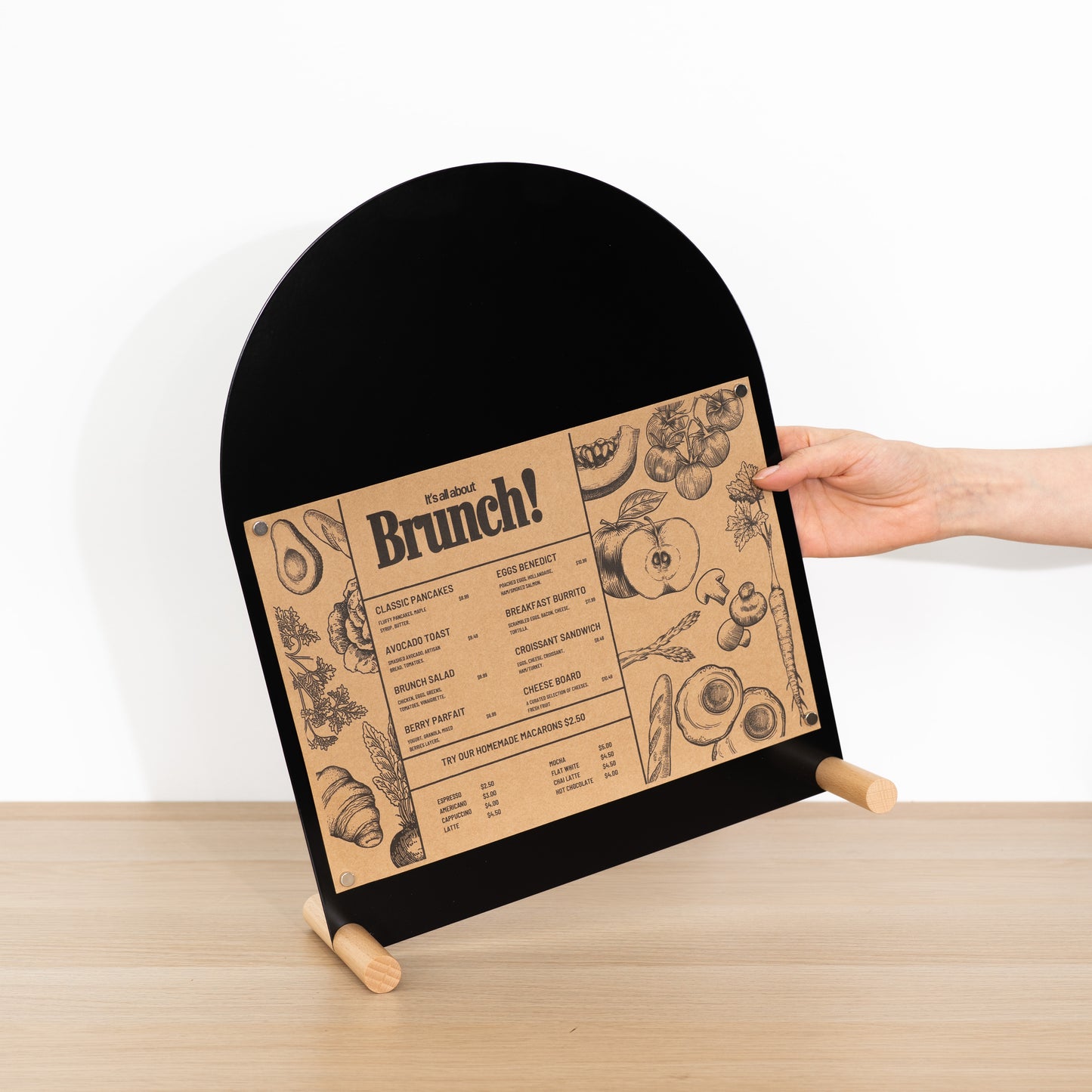 Modern display signs for cafés, shops, and events