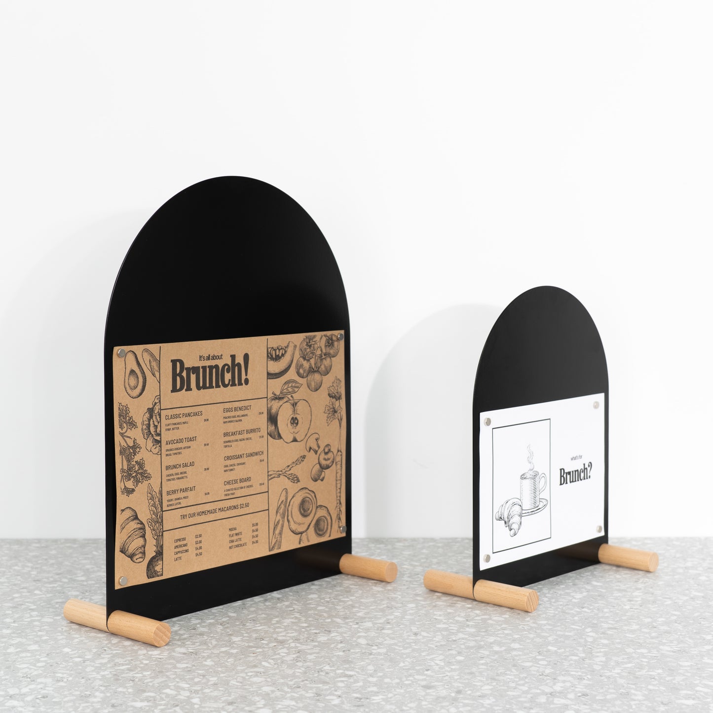 Display signs for food fairs and pop-up stands