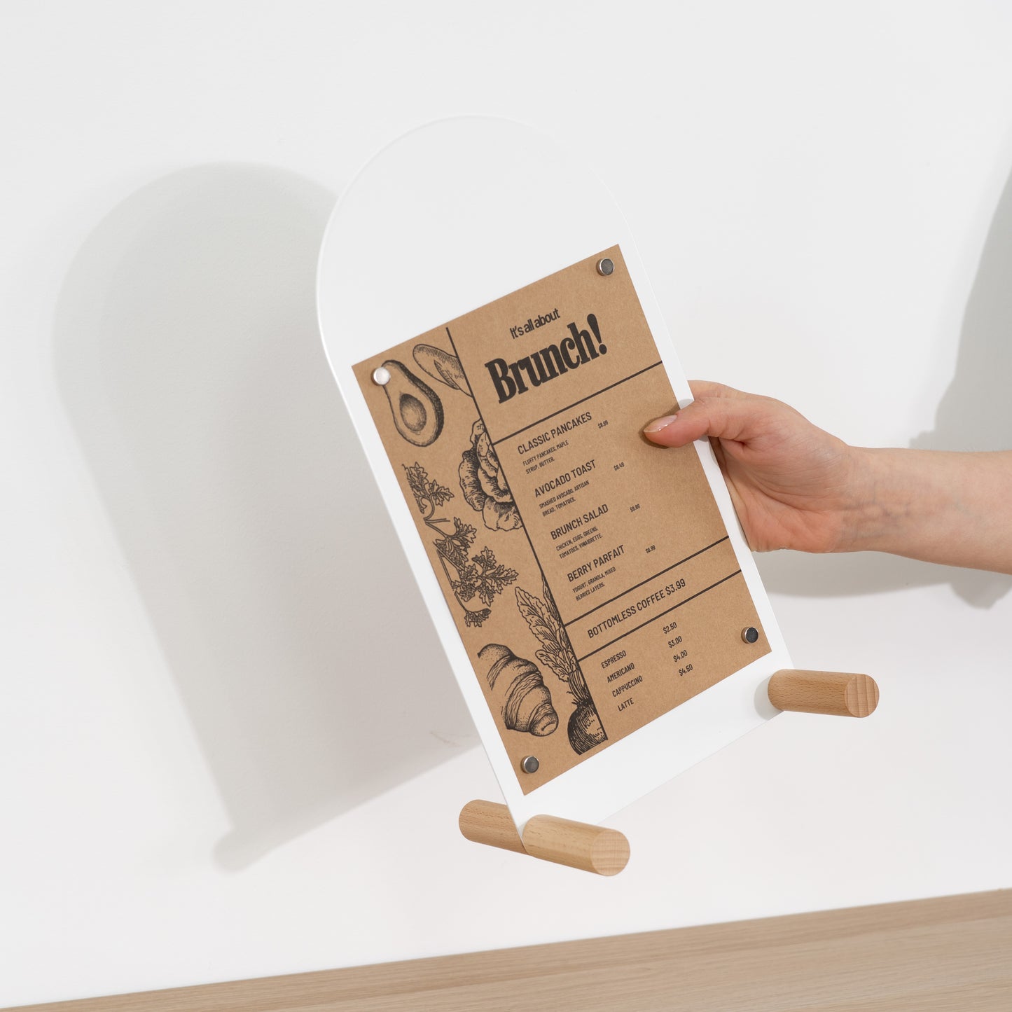 Freestanding Magnetic Menu Holder – Vertical A4/A5 Tabletop Sign
