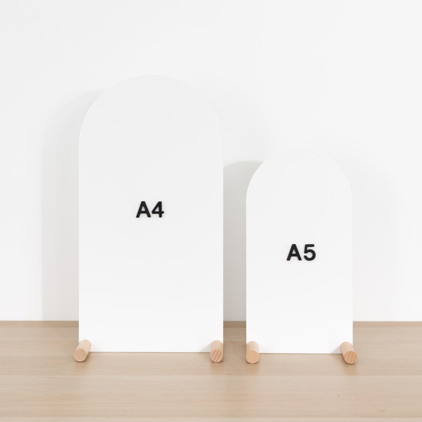 Restaurant tabletop display with vertical format and minimalist design