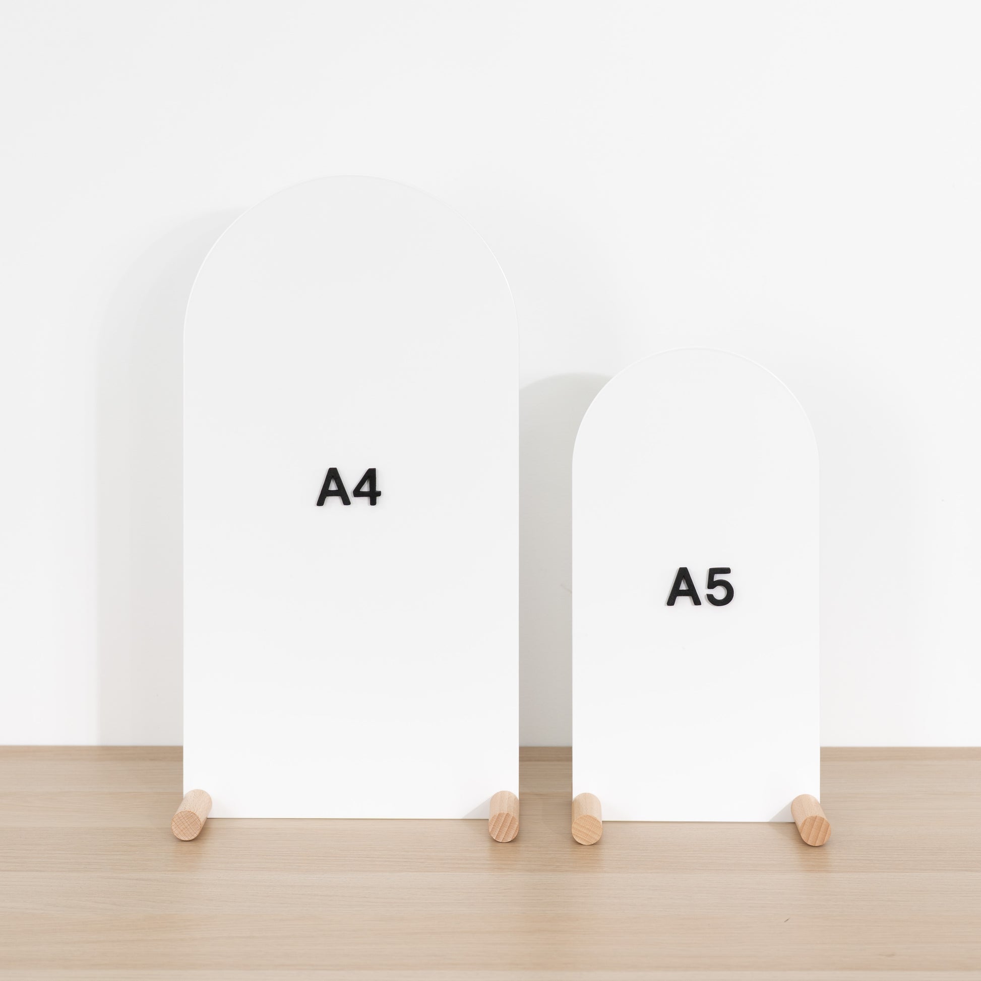 Restaurant tabletop display with vertical format and minimalist design