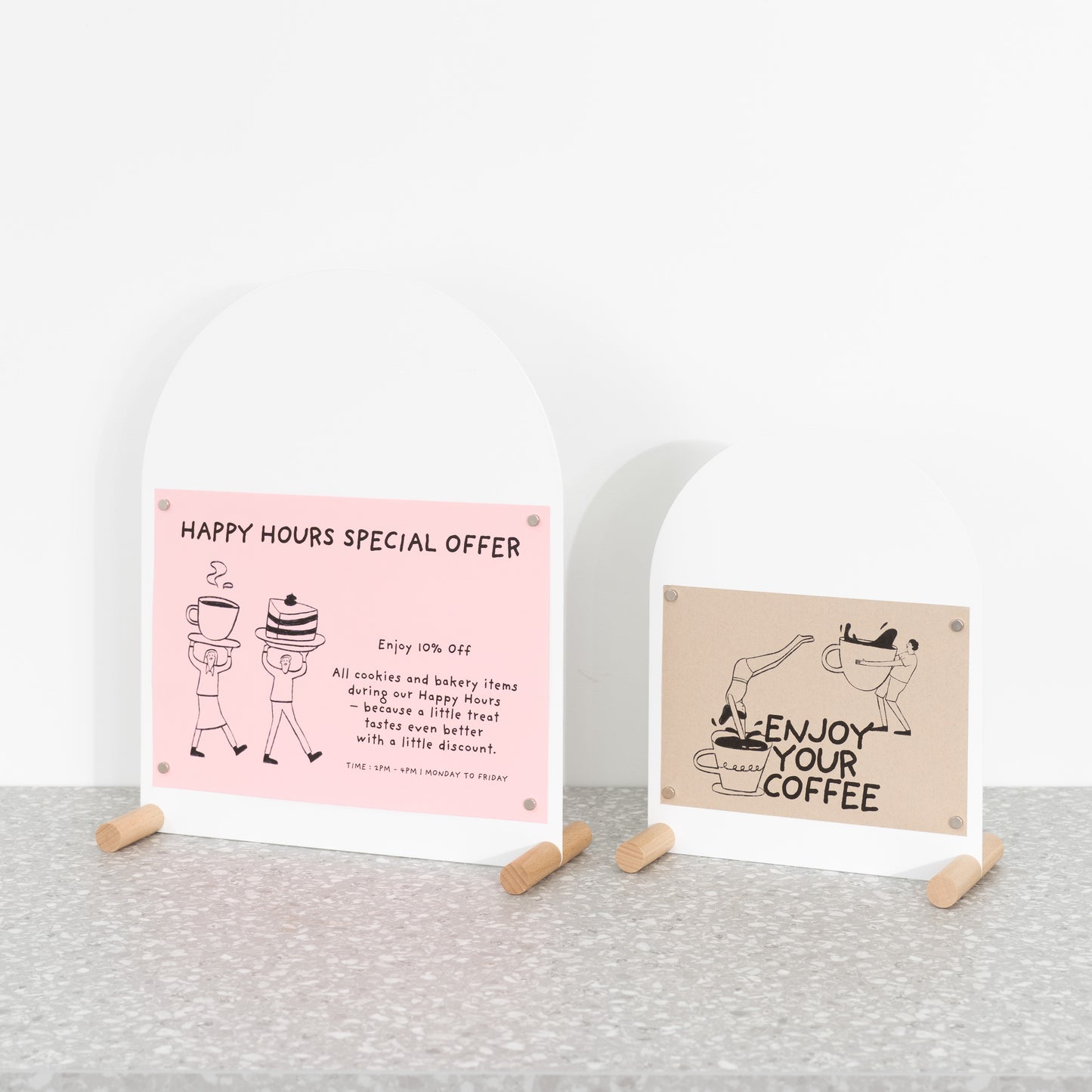 Compact tabletop menu sign with magnetic backing