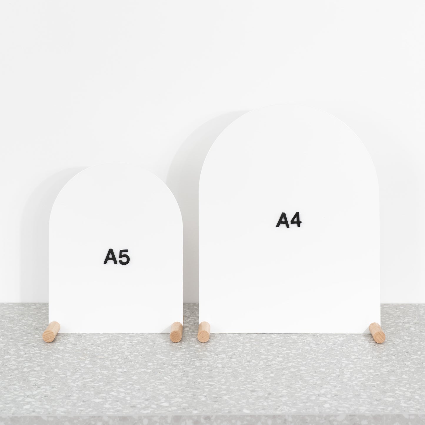 Minimal tabletop signs for store display
