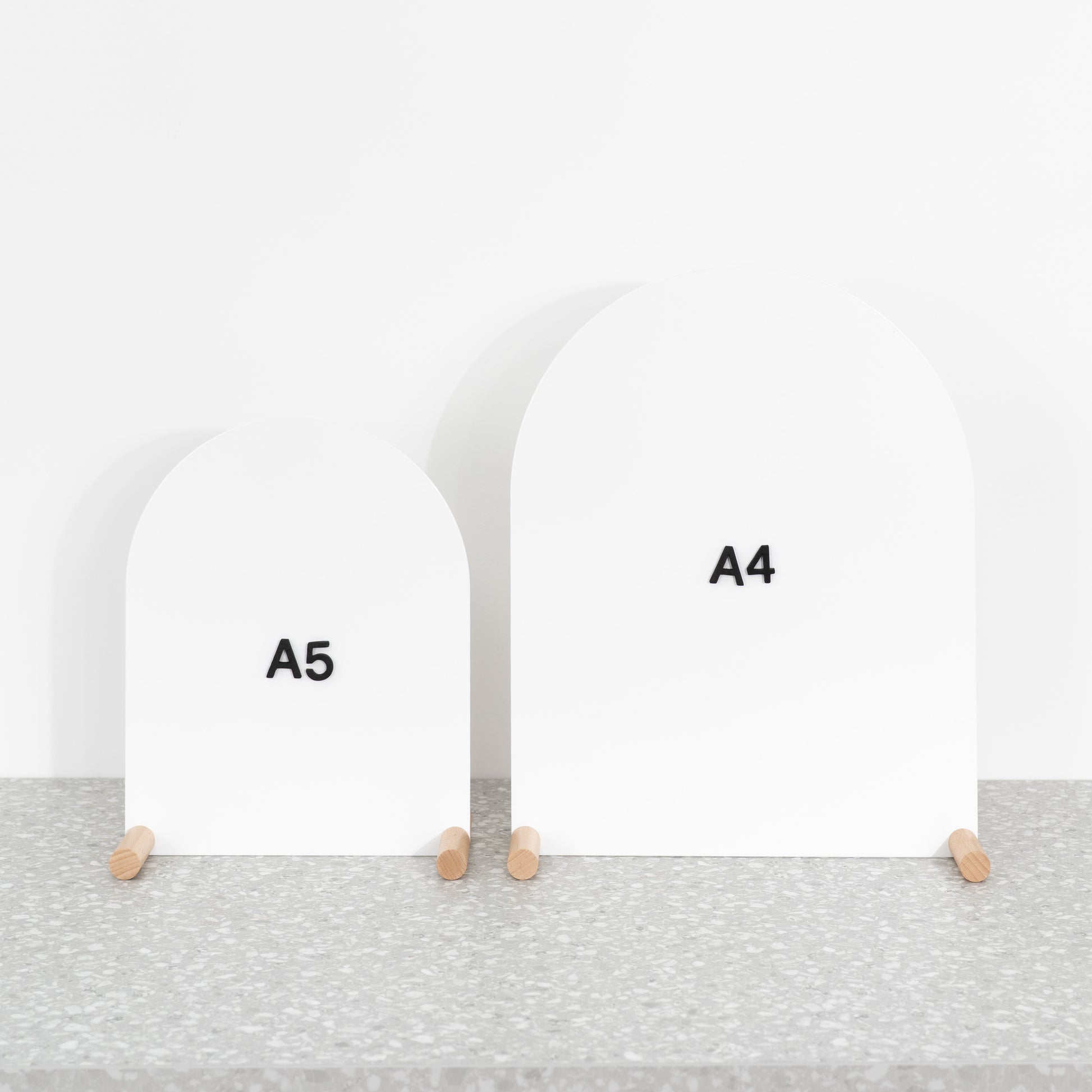 Minimal tabletop signs for store display