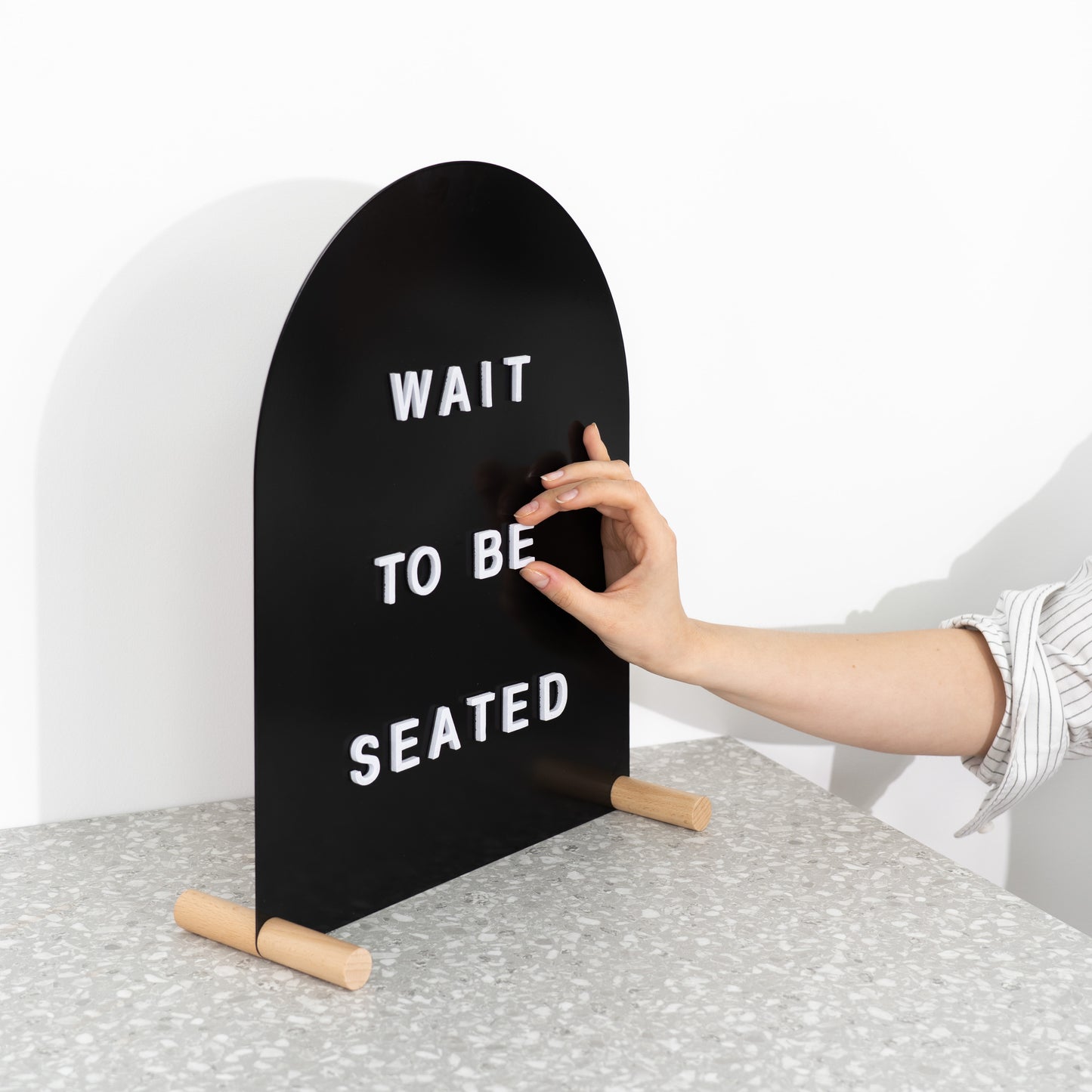 Minimalist tabletop sign board for restaurant counter