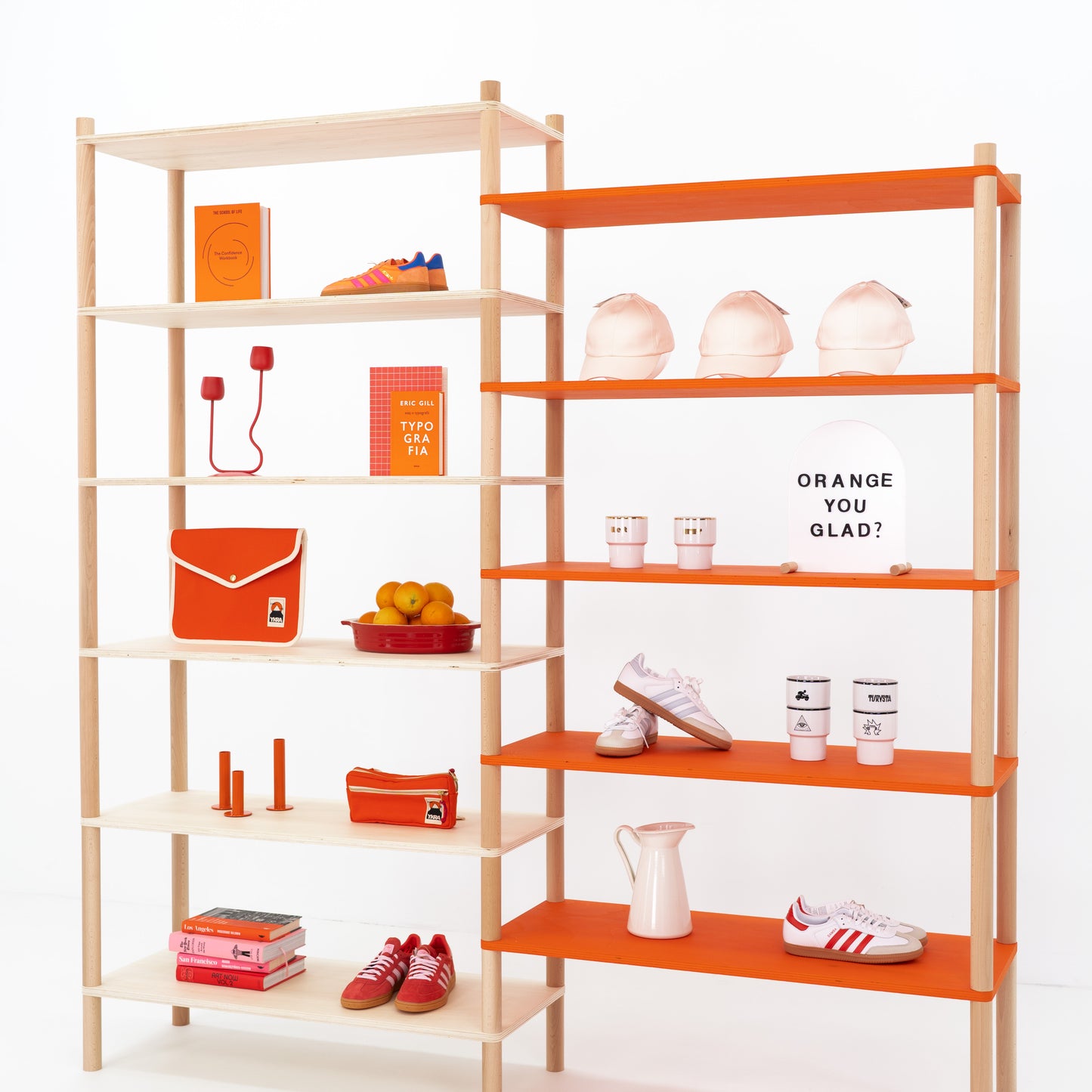custom modular retail shelves with cotton panel