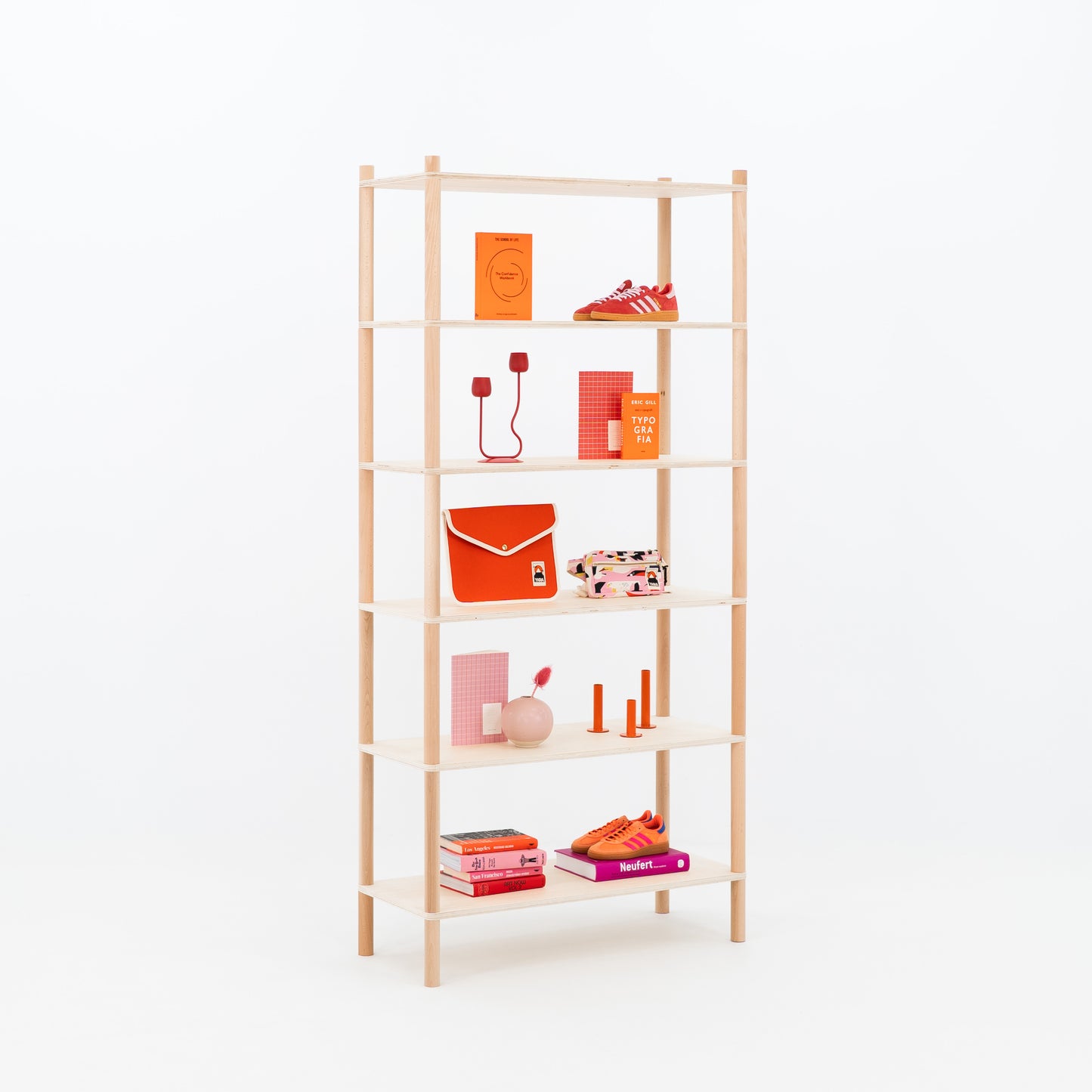 minimalist shelf for cosmetics and ceramics