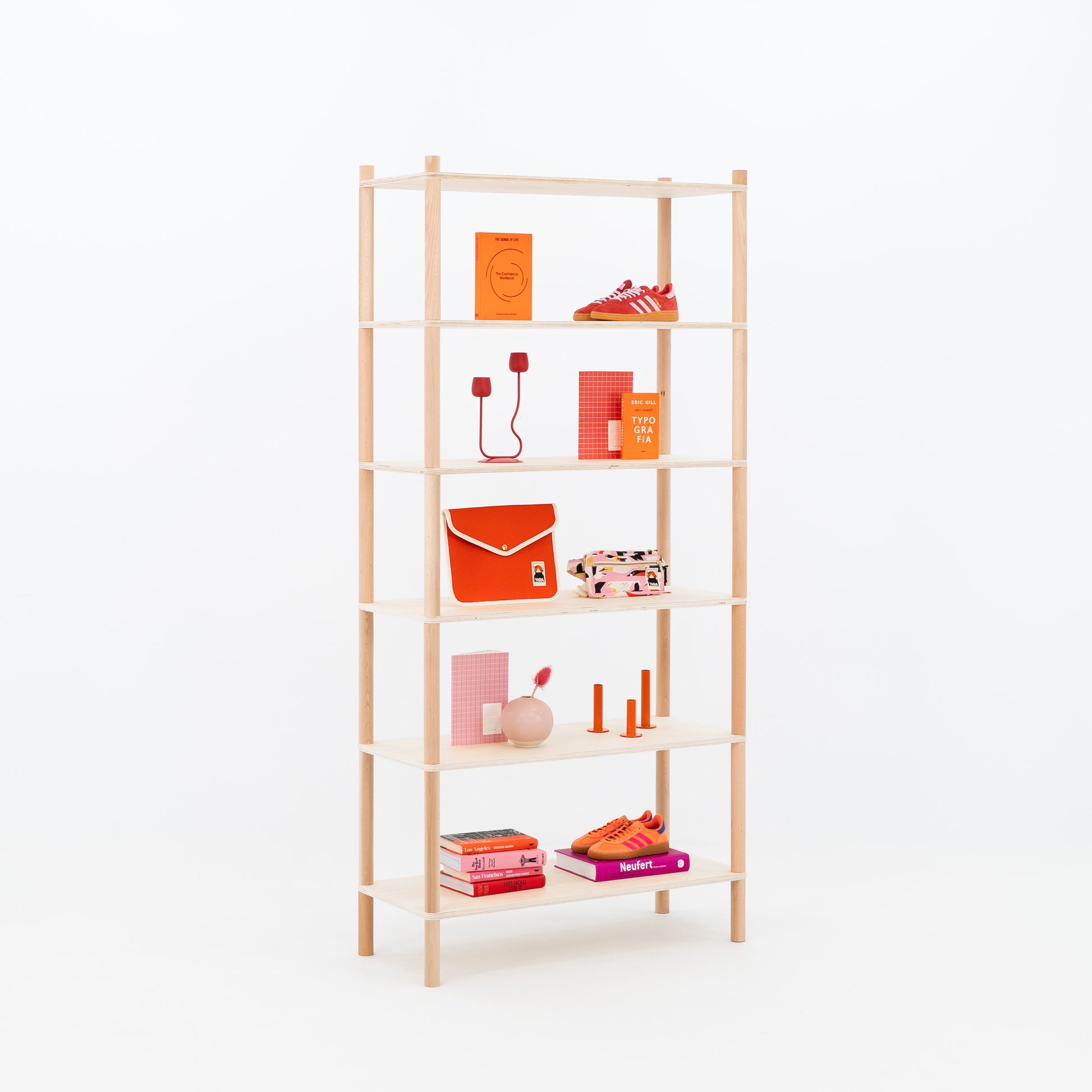 minimalist shelf for cosmetics and ceramics