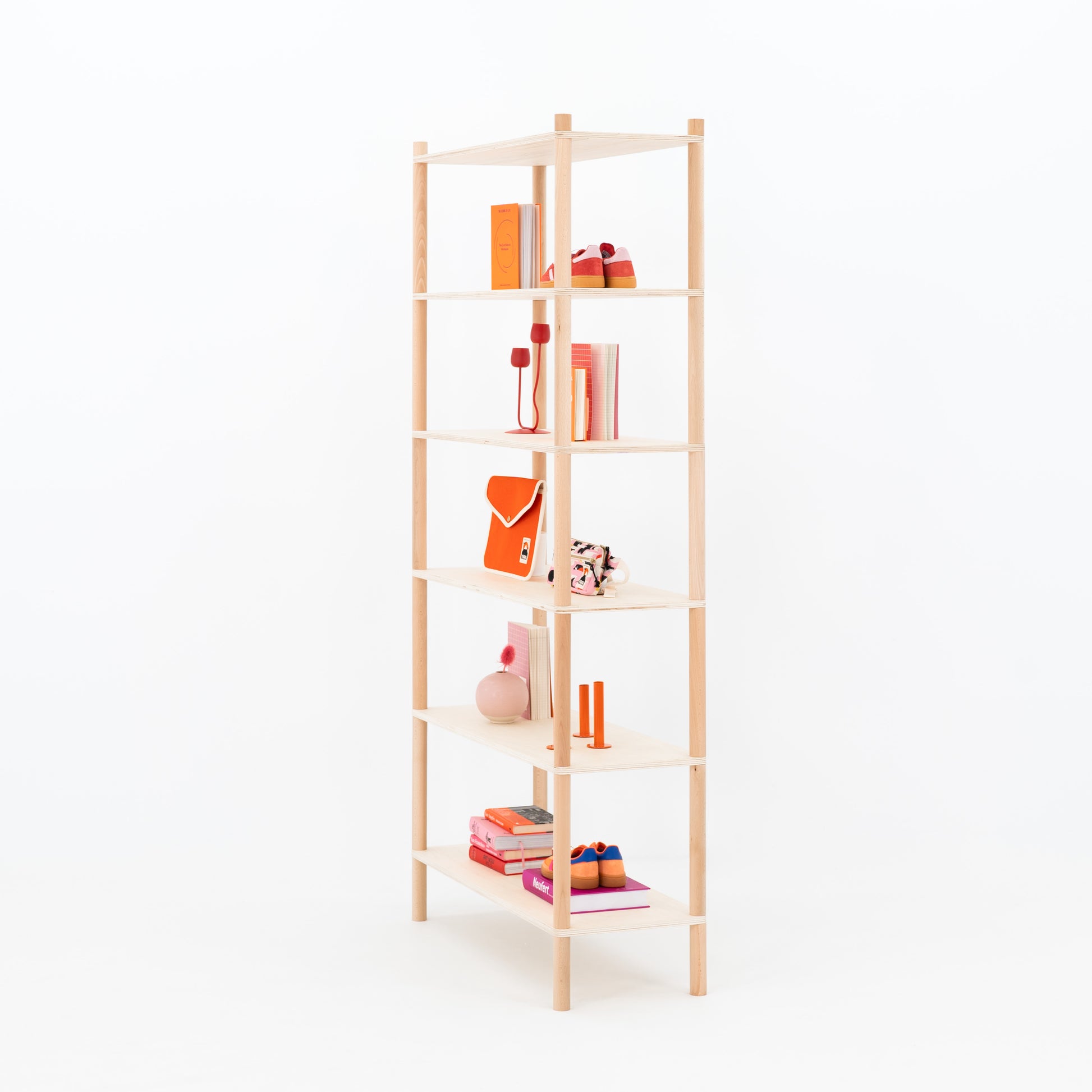 trade show booth wooden shelving unit