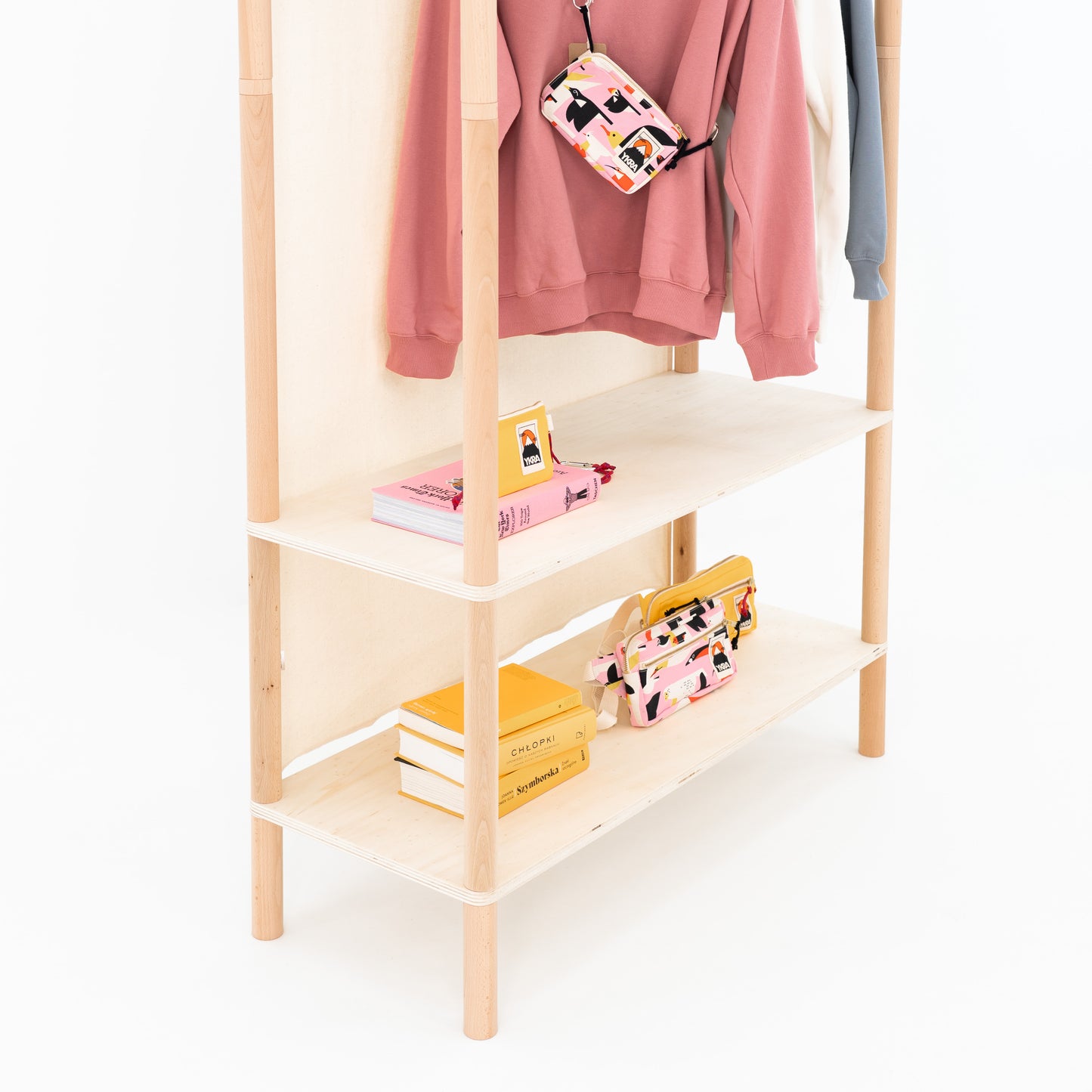 Collapsible Short-hang Garment Rack BR-02-NT | natural color