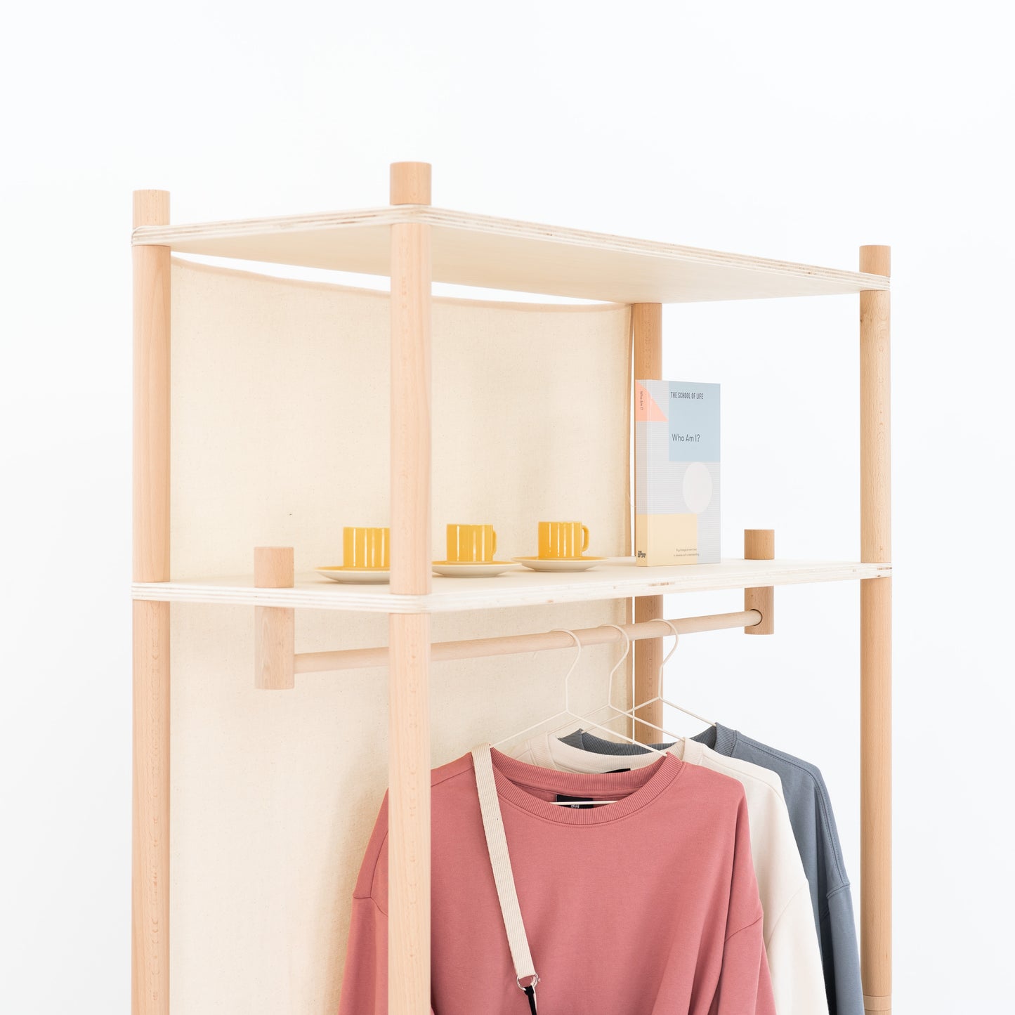 Collapsible Short-hang Garment Rack BR-02-NT | natural color