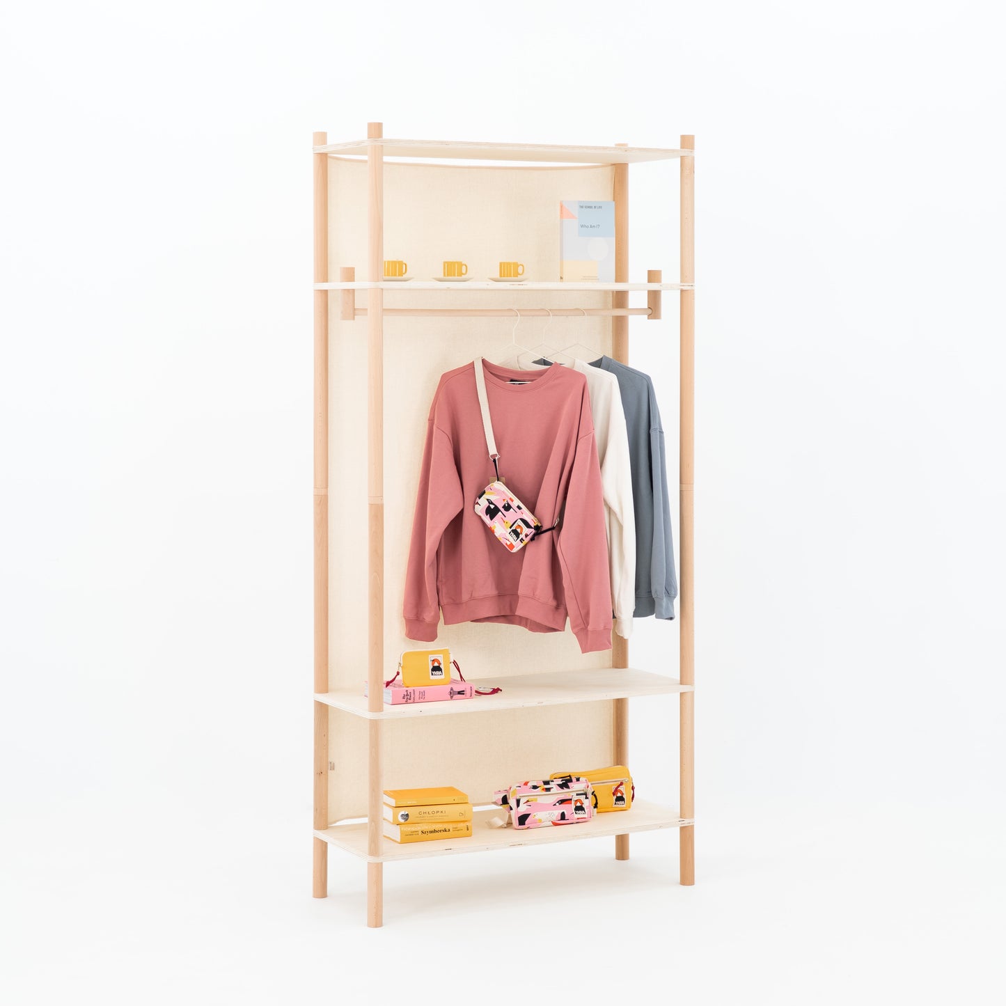 Collapsible Short-hang Garment Rack BR-02-NT | natural color