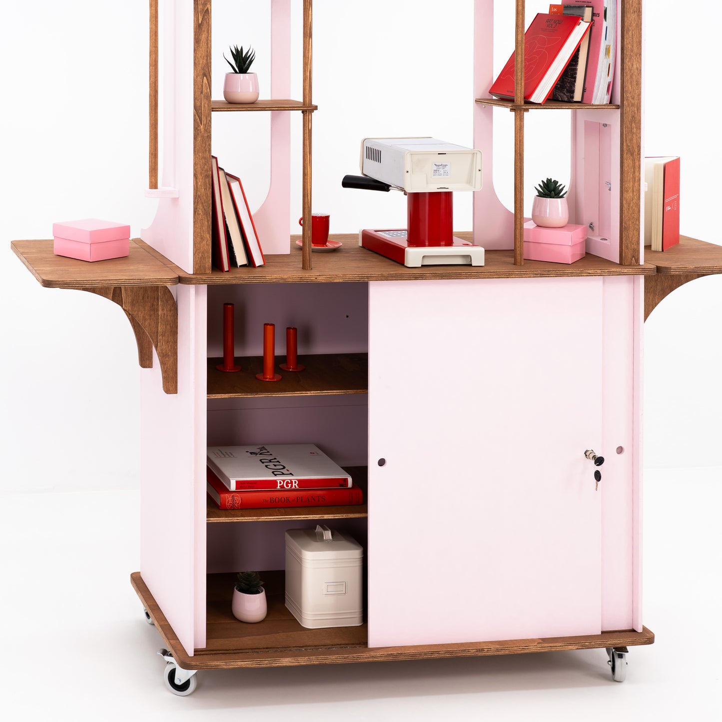 Popup cart with modular side tables