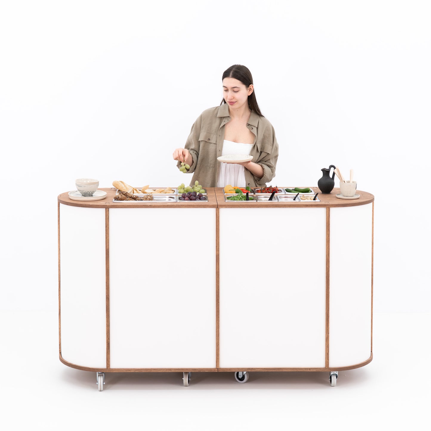 Modular food cart with elegant design and customizable color