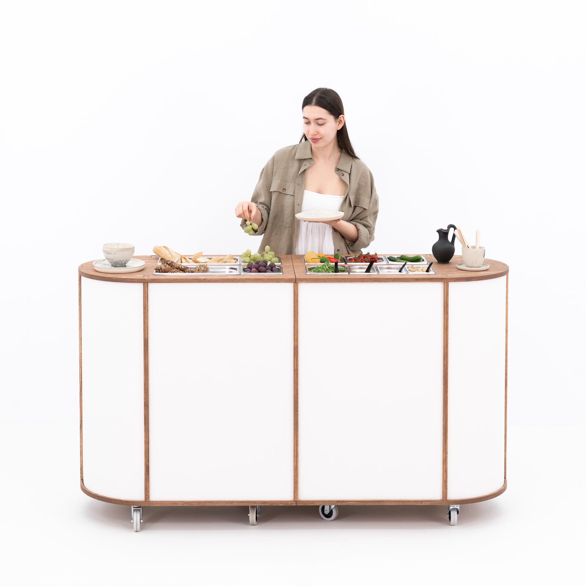 Modular food cart with elegant design and customizable color