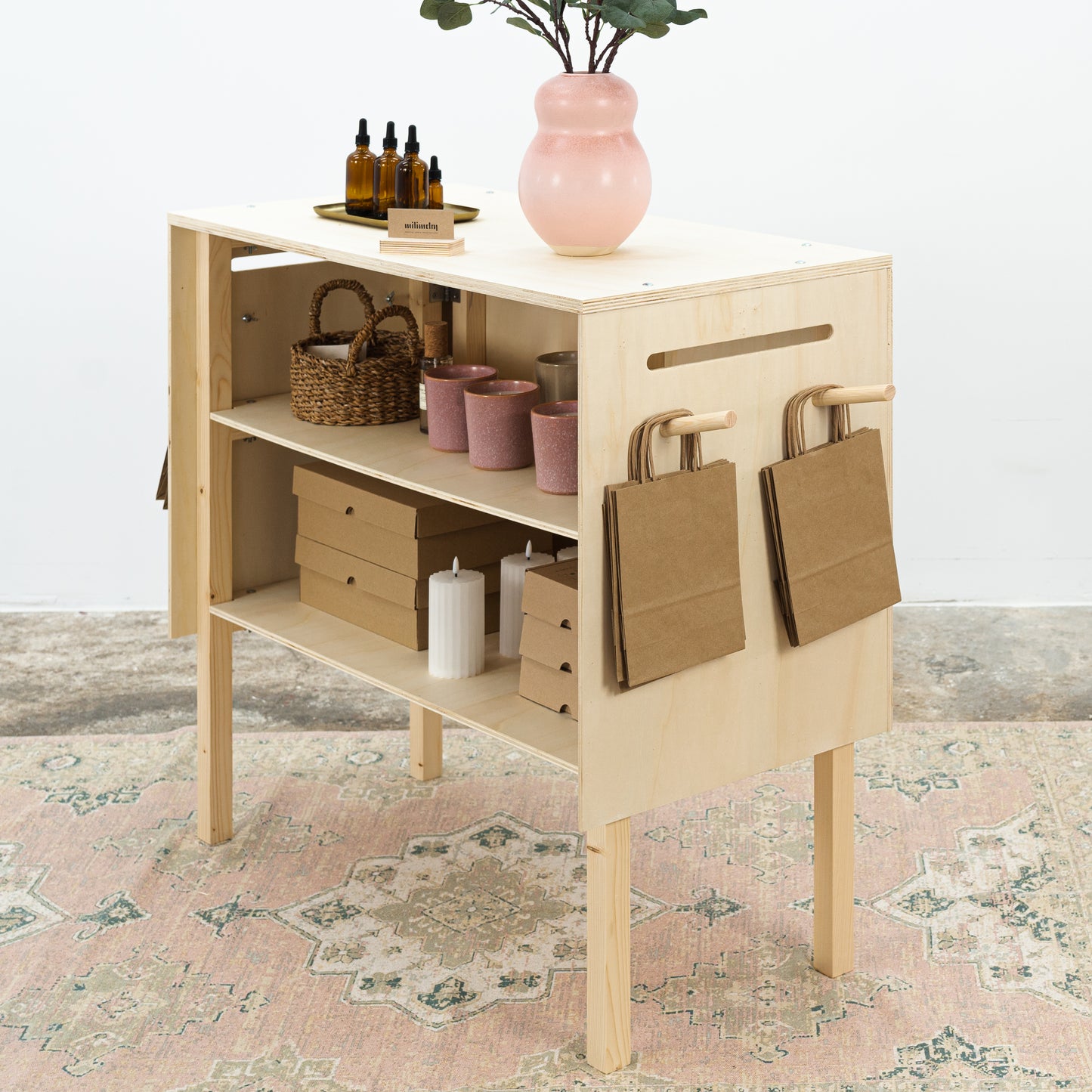 Trade show retail counter made of plywood
