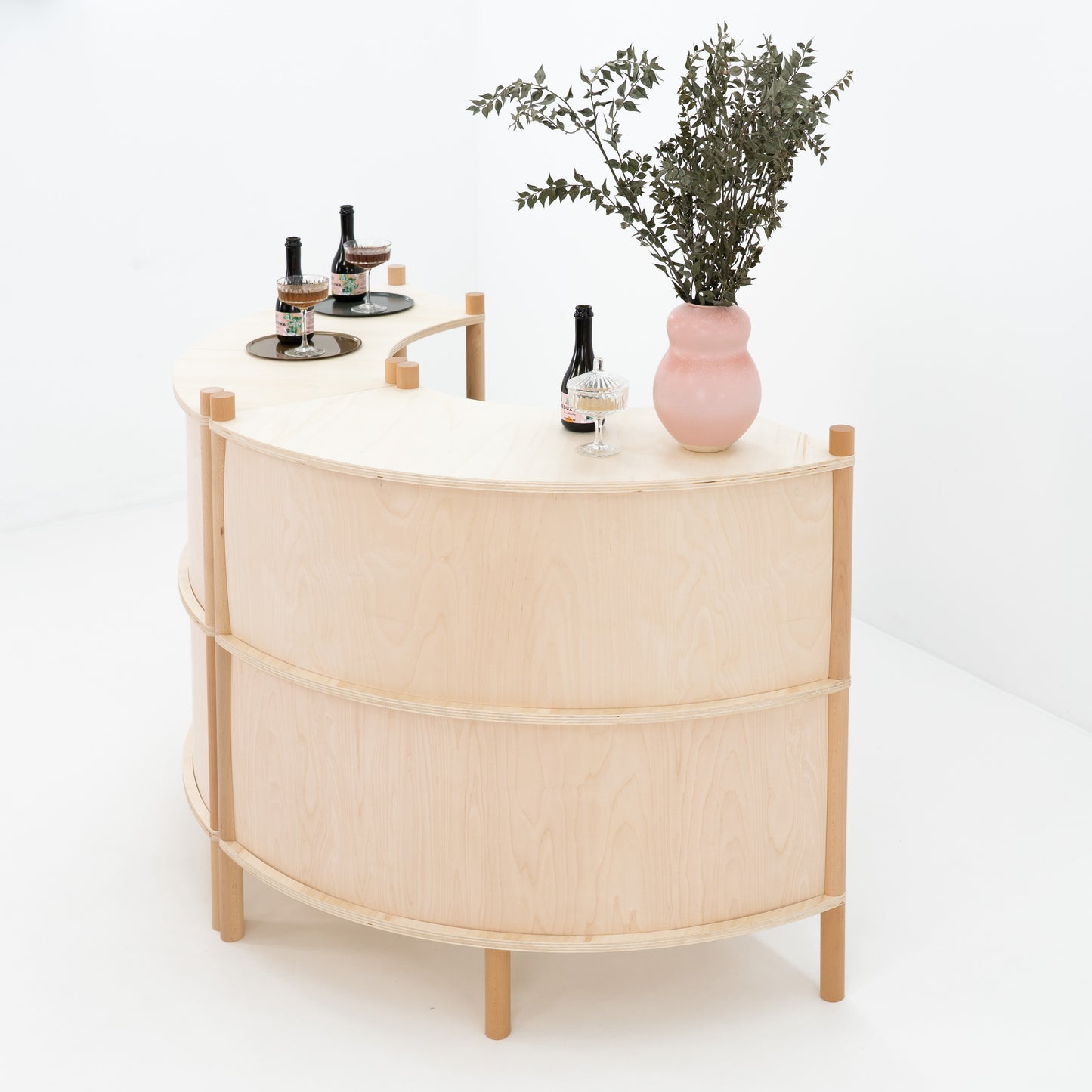 Marumori Curved Checkout Counter Bundle | natural color