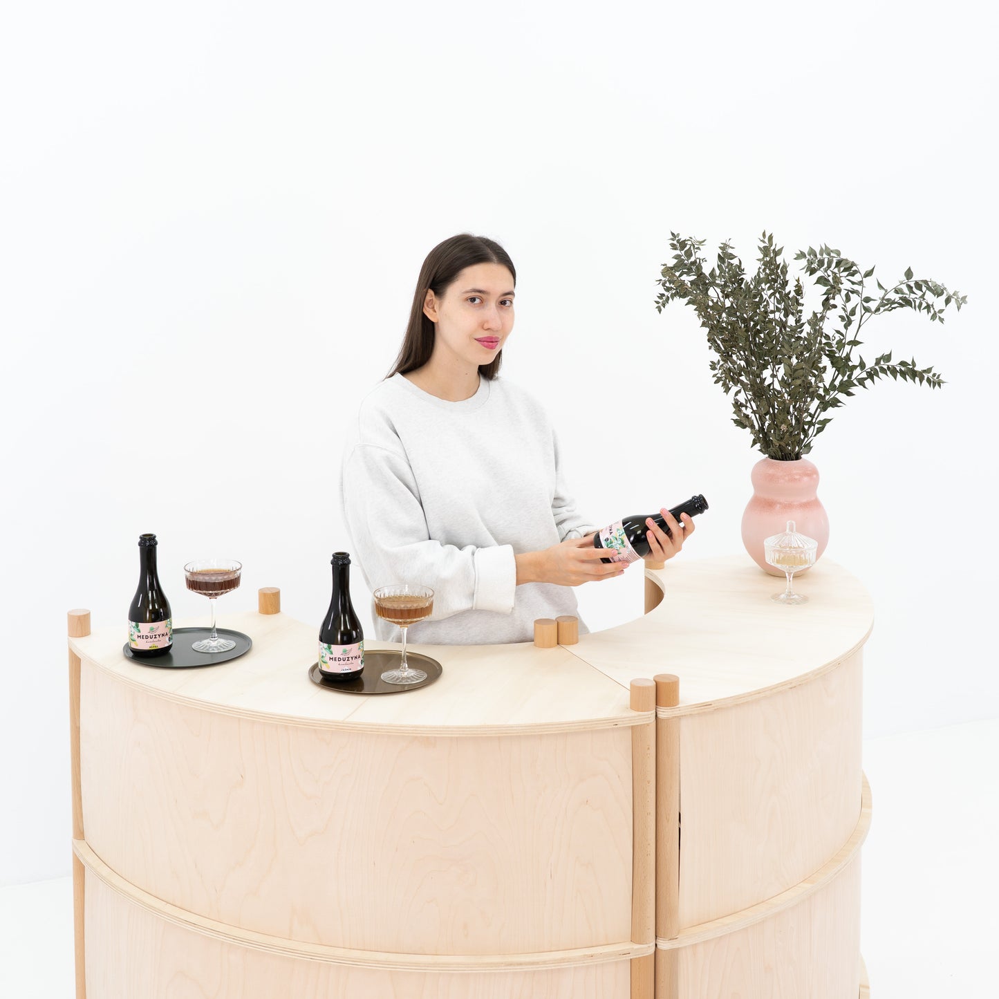 Marumori Curved Checkout Counter Bundle | natural color