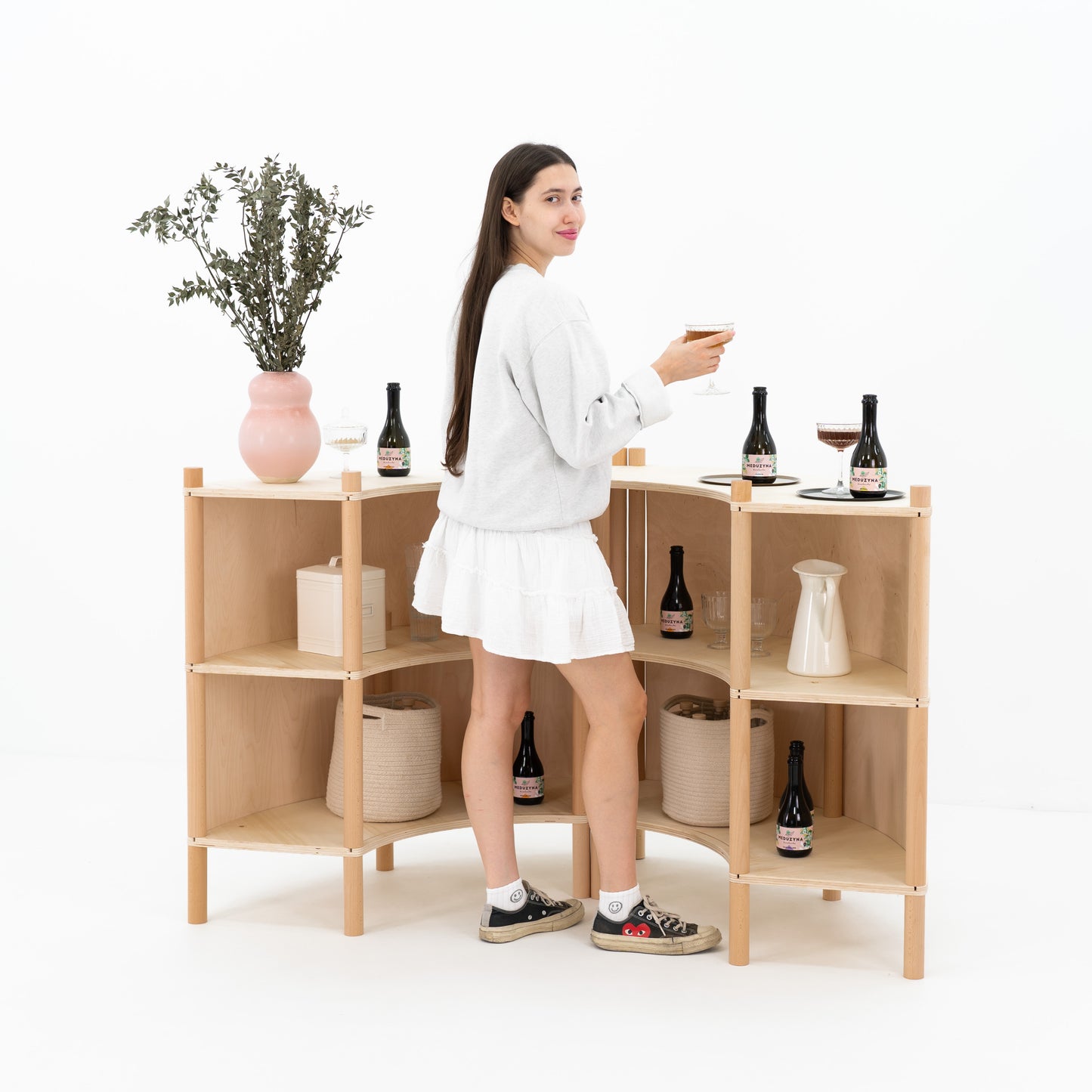 Marumori Curved Checkout Counter Bundle | natural color