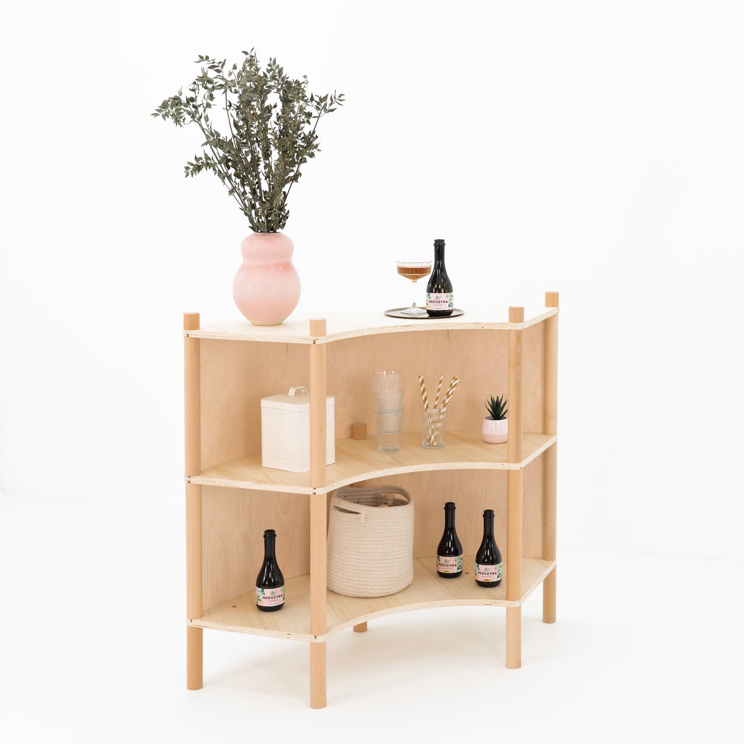 under-counter storage of bambuk modular curved checkout station