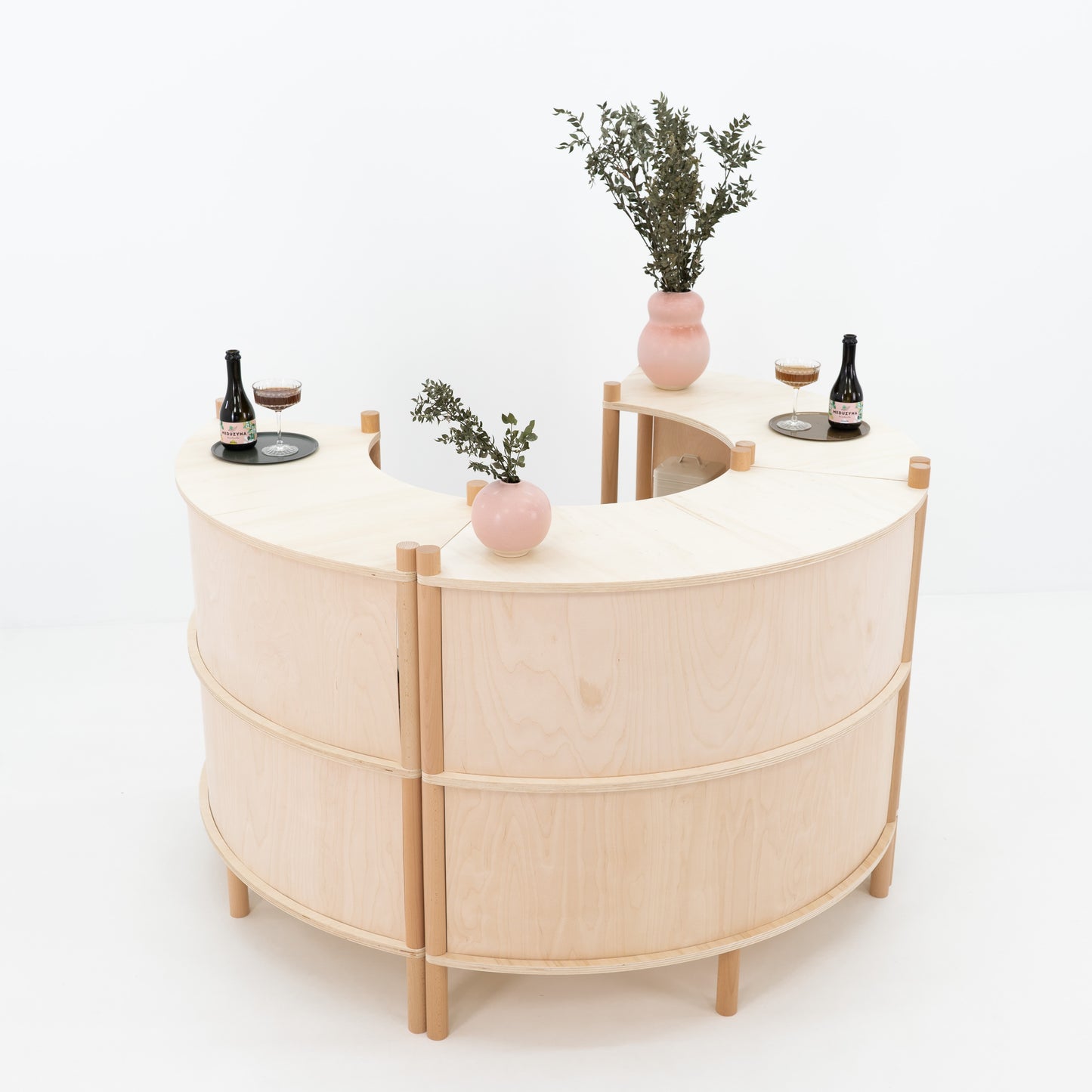 Marumori Curved Checkout Counter Bundle | natural color