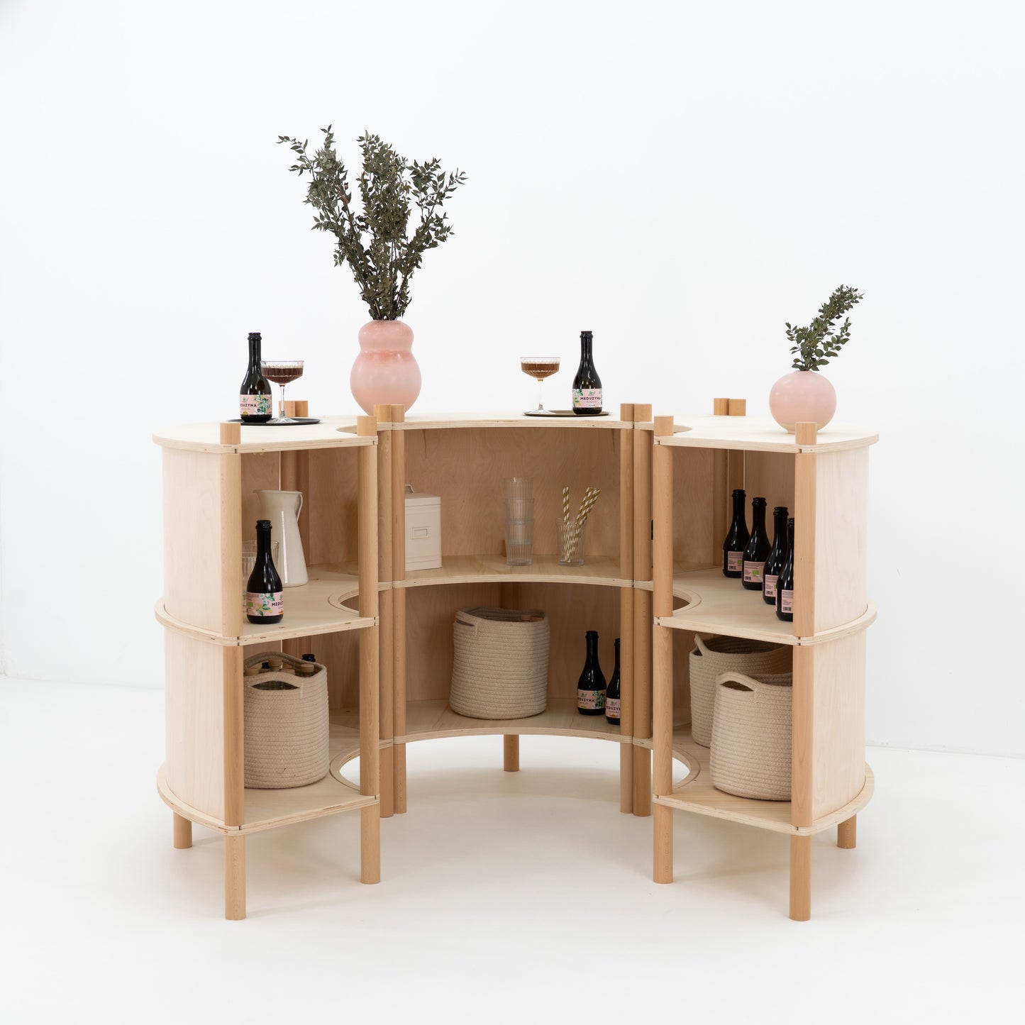 Marumori Curved Checkout Counter Bundle | natural color