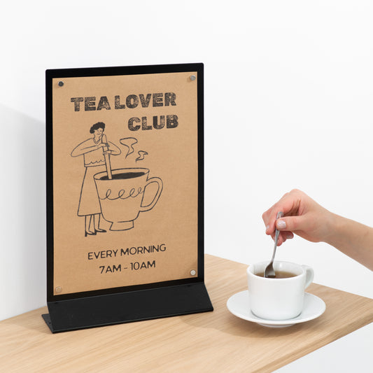 Black magnetic tabletop sign board – rectangular counter display for cafés and restaurants