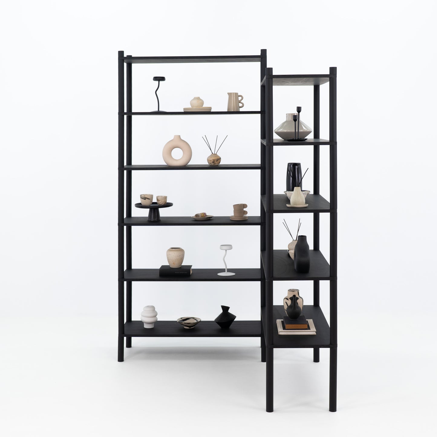 Double shelving unit BS-02-B-BL | black color