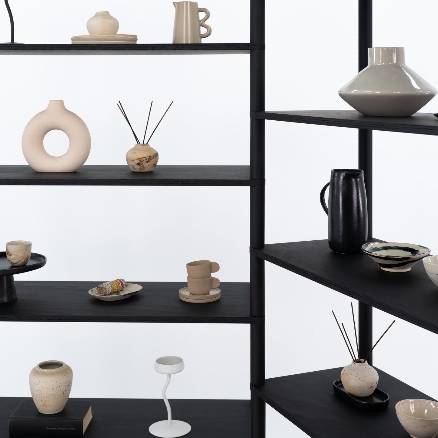 Double shelving unit BS-02-B-BL | black color