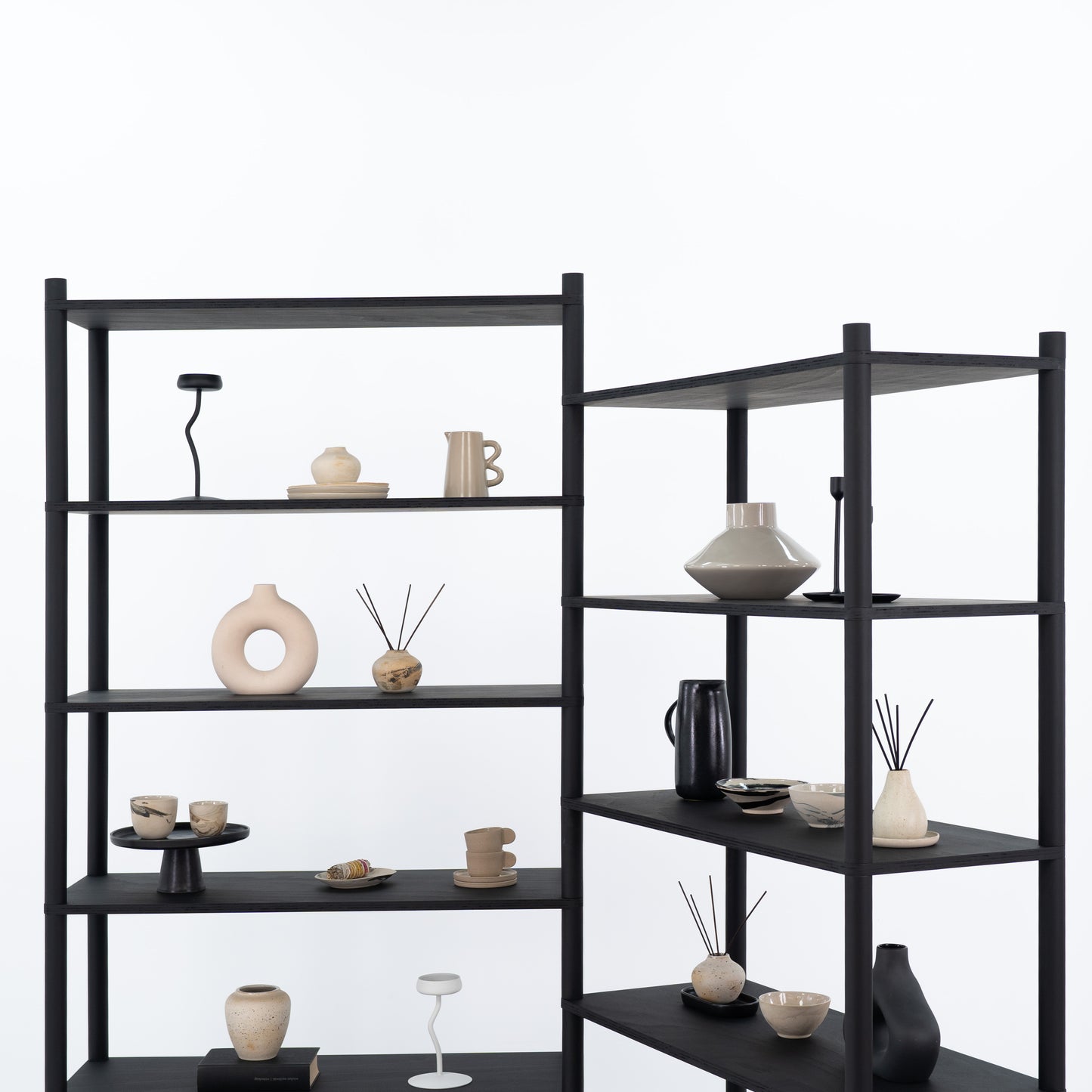 Double shelving unit BS-02-B-BL | black color
